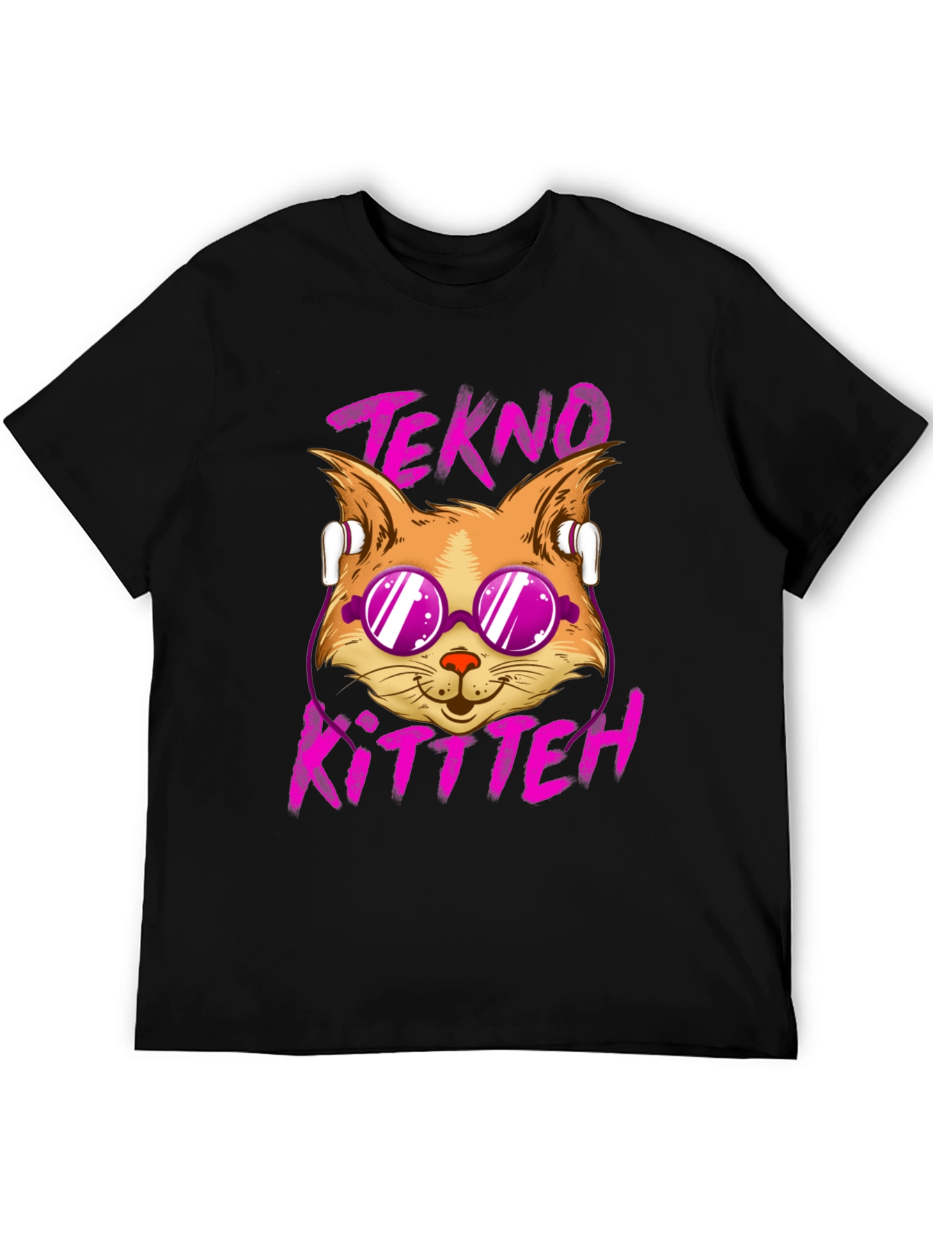 Tekno Kitten Graphic Tee - Cool Cat Design