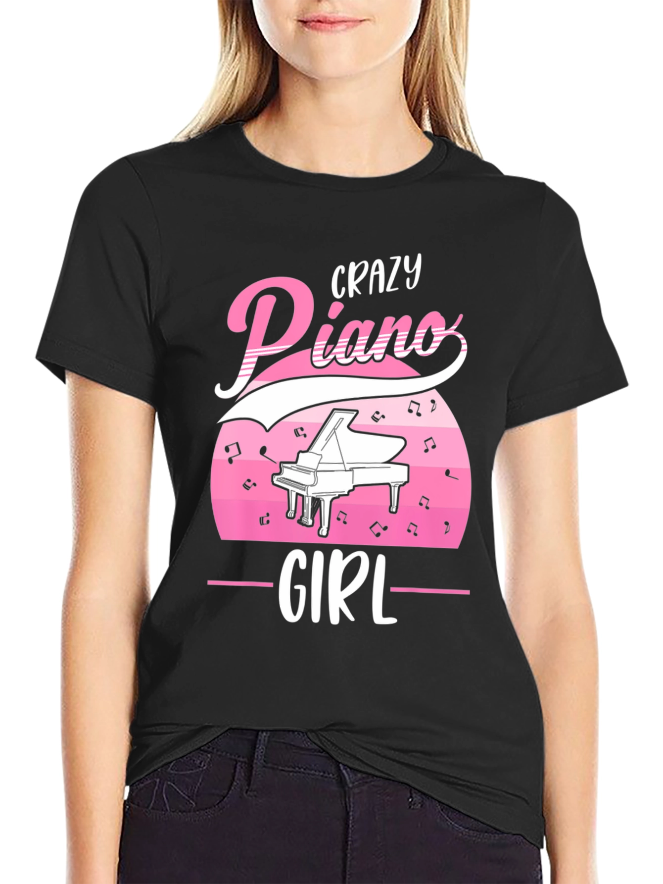 Crazy Piano Girl T-Shirt - Music Lover Tee