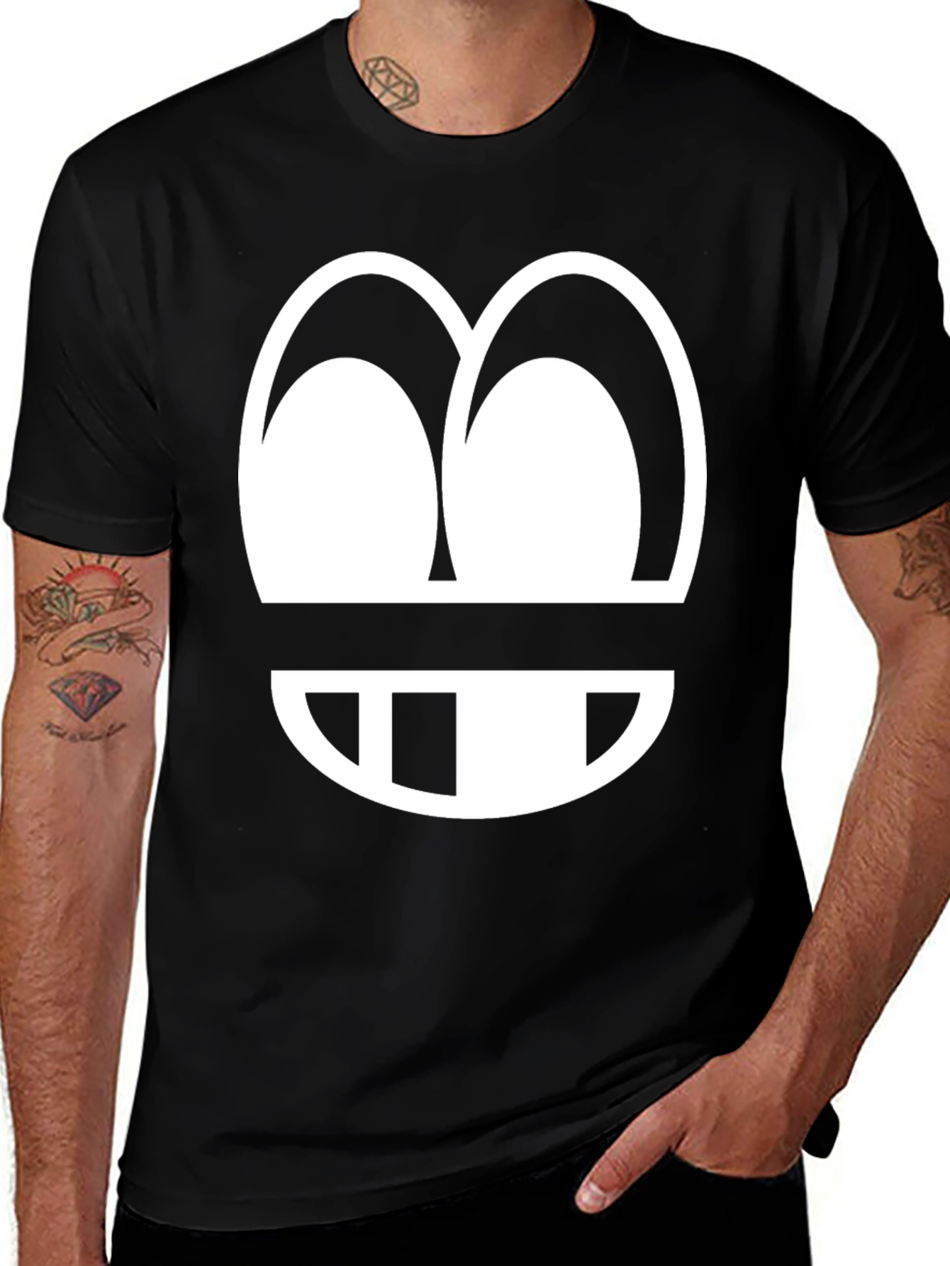 Funny Graphic Tee - Cartoon Face Design