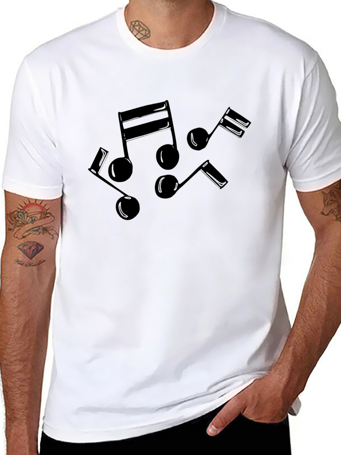Musical Notes Black T-Shirt - Soft Cotton Tee