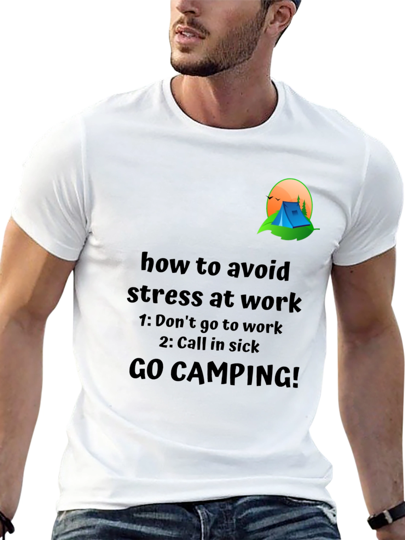 Avoid Stress T-Shirt: Camping Graphic Tee