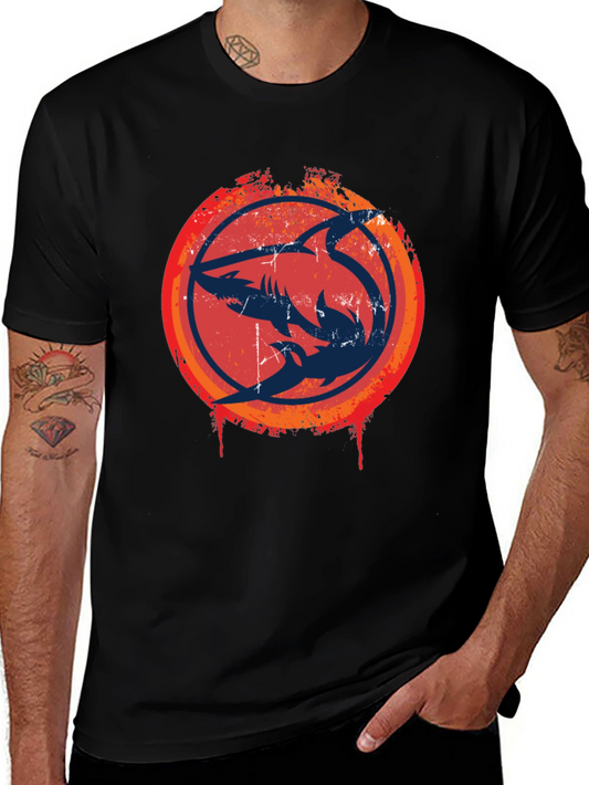 Shark Circle Graphic Tee - Cool Design