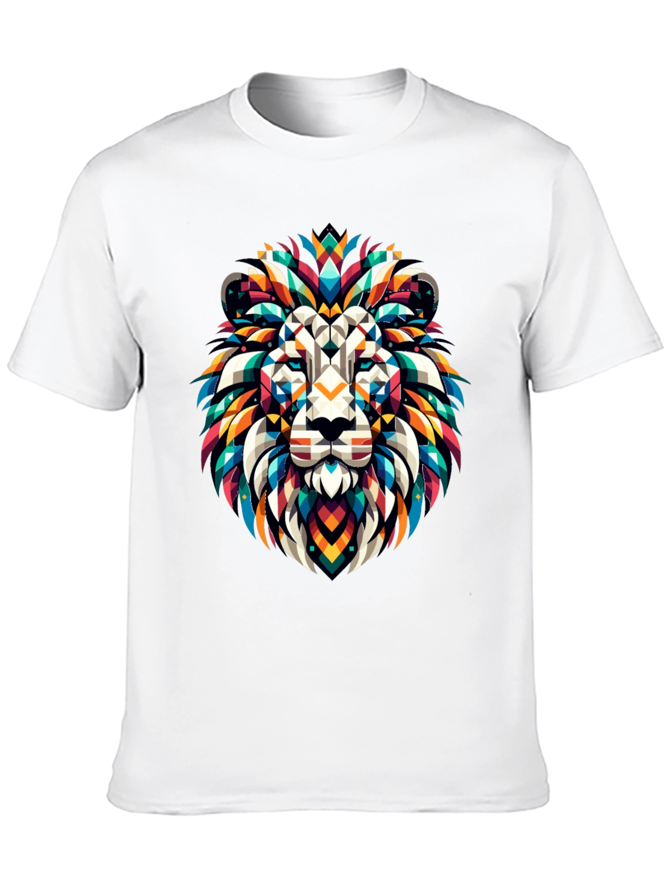 Geometric Lion Graphic Black T-Shirt