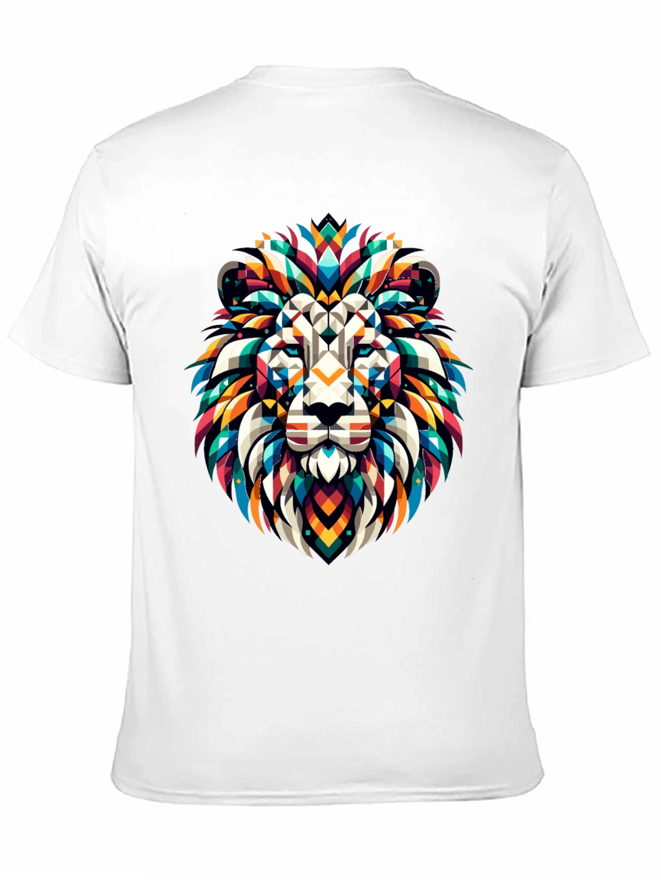 Geometric Lion Graphic Black T-Shirt