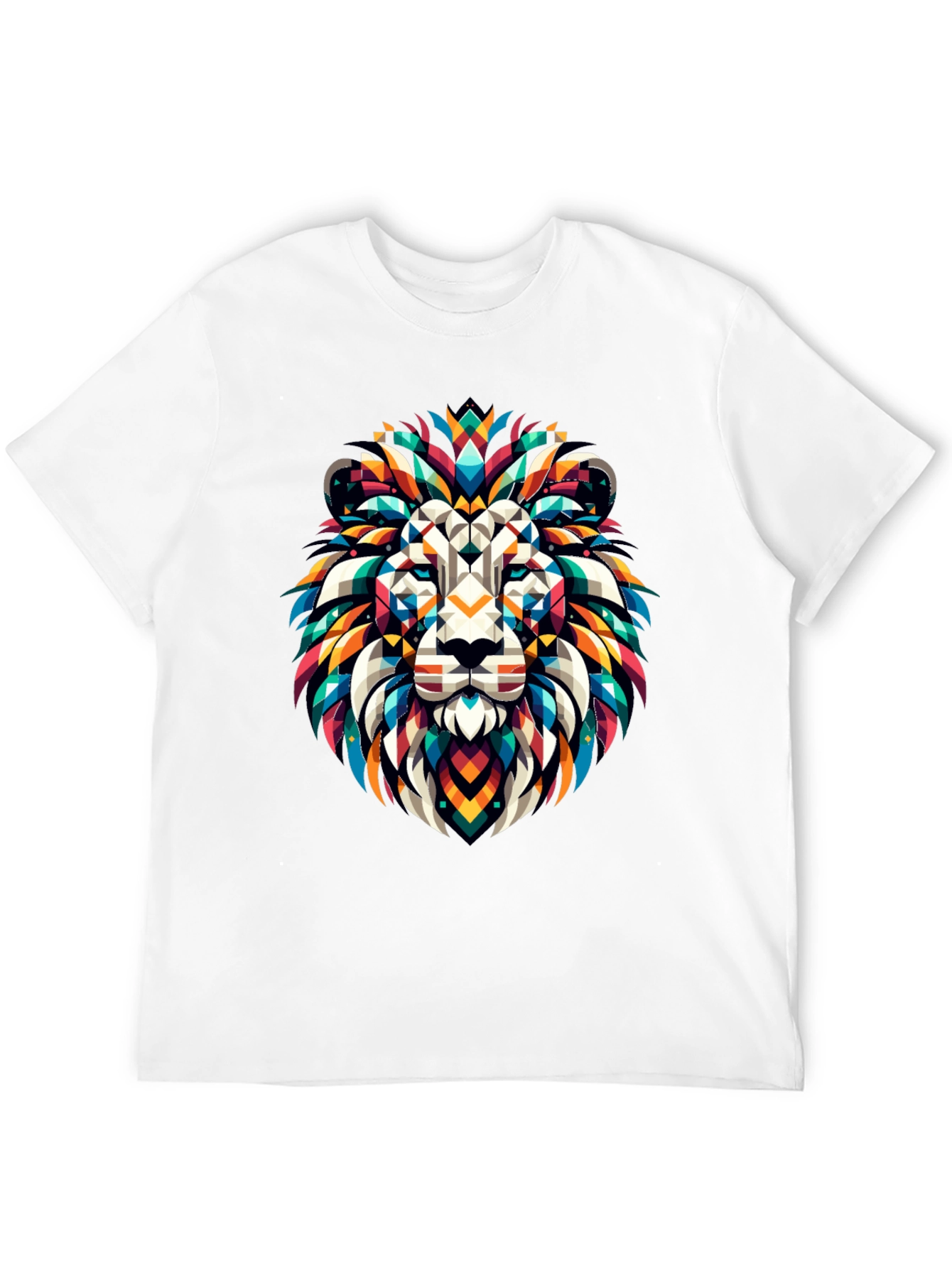Geometric Lion Graphic Black T-Shirt