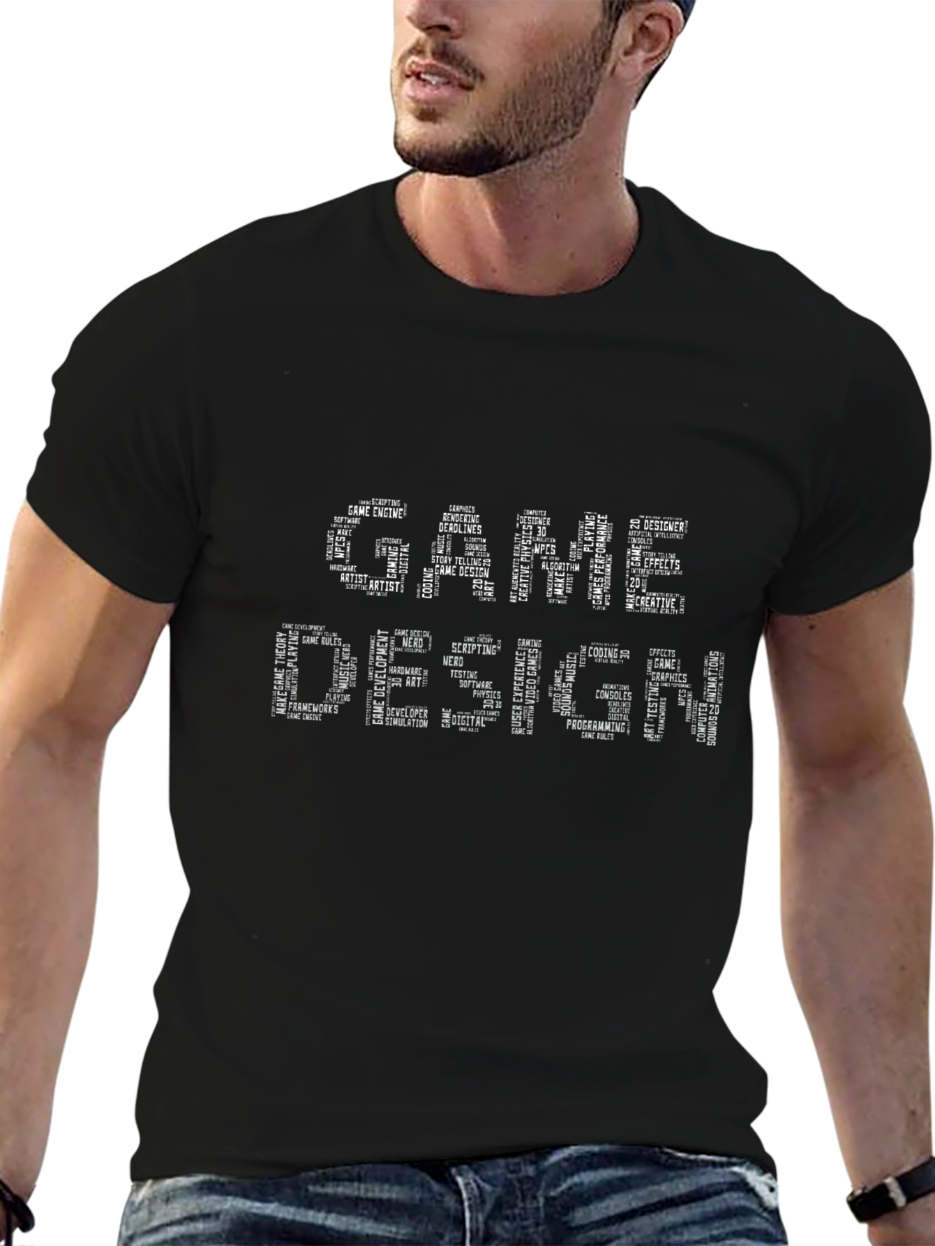 Game Design Word Art Black T-Shirt
