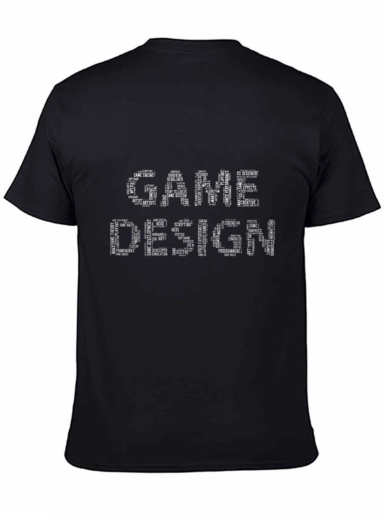 Game Design Word Art Black T-Shirt