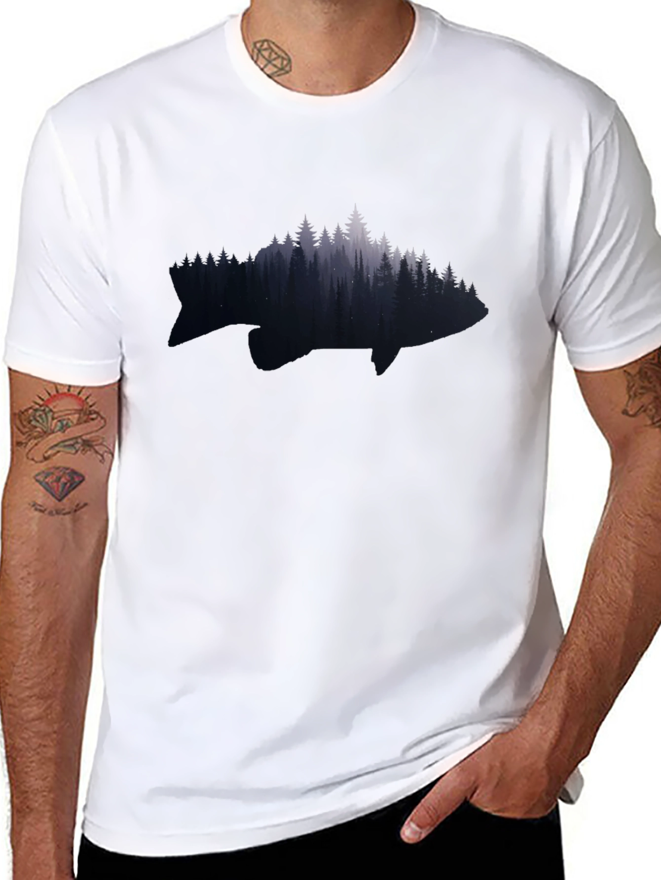 Nature Fish Graphic Tee - Black