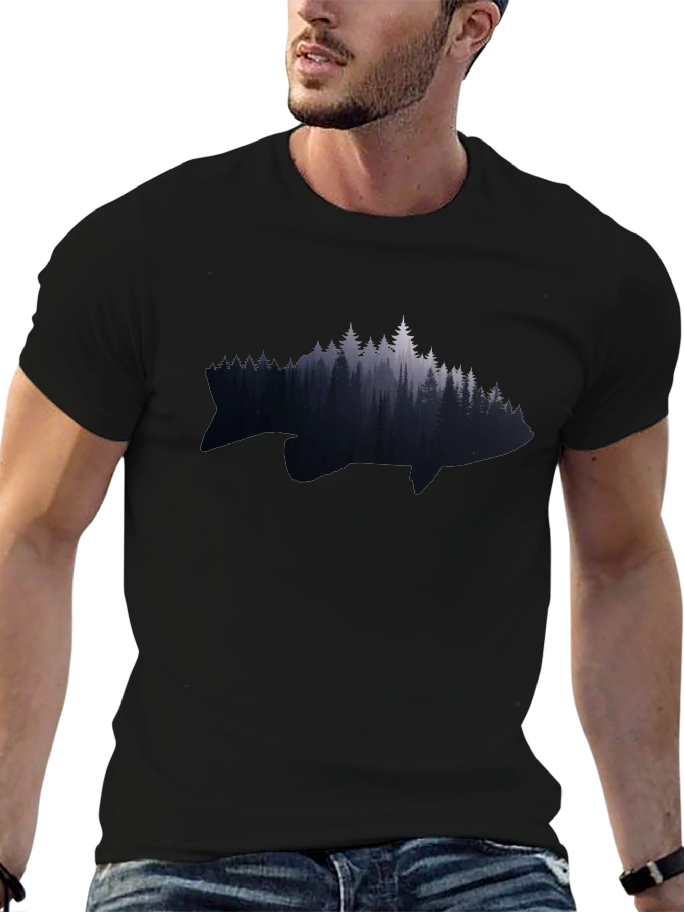 Nature Fish Graphic Tee - Black