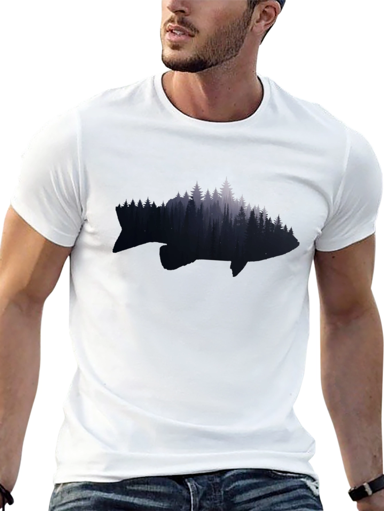 Nature Fish Graphic Tee - Black