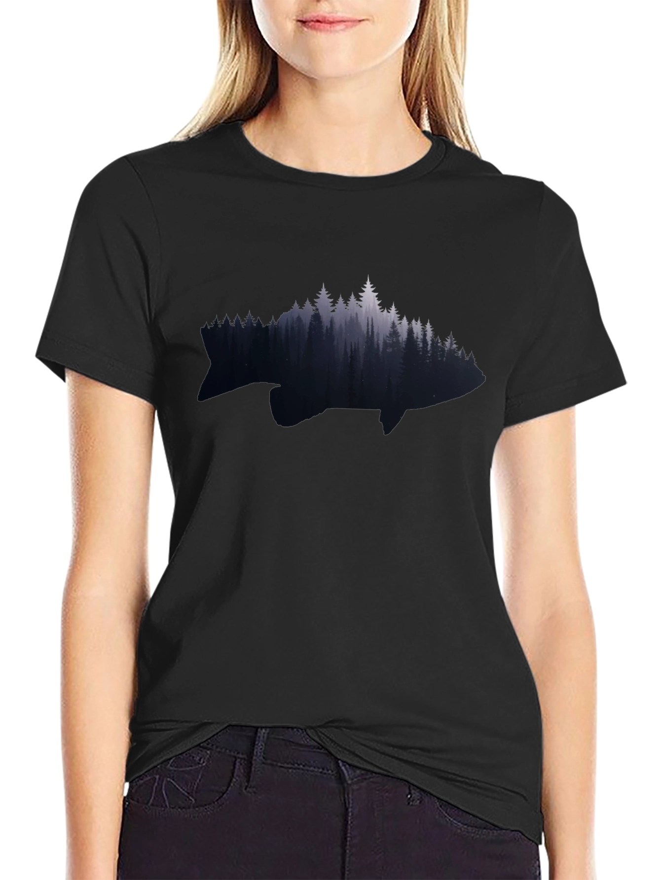 Nature Fish Graphic Tee - Black