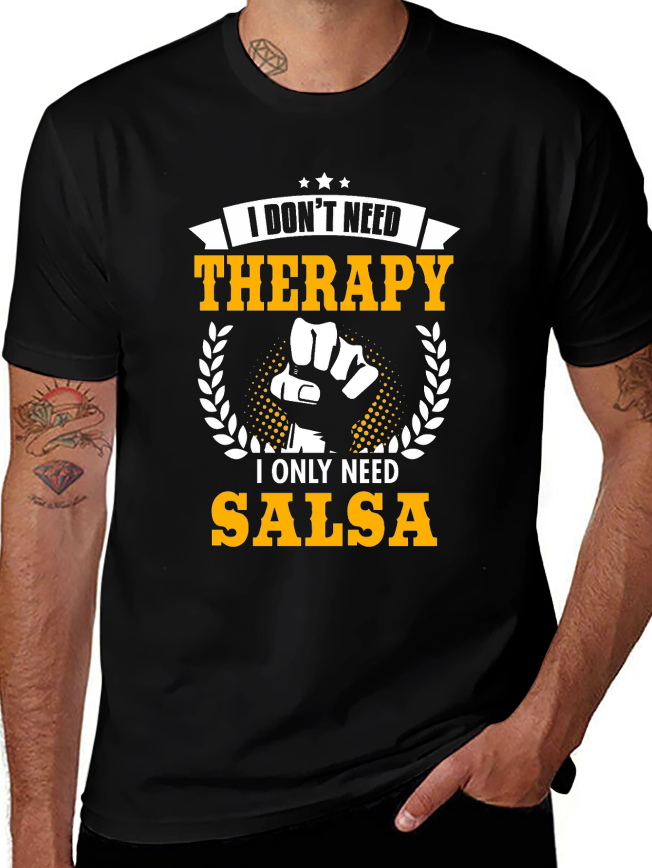 Salsa Therapy Graphic Tee - Black Cotton T-Shirt