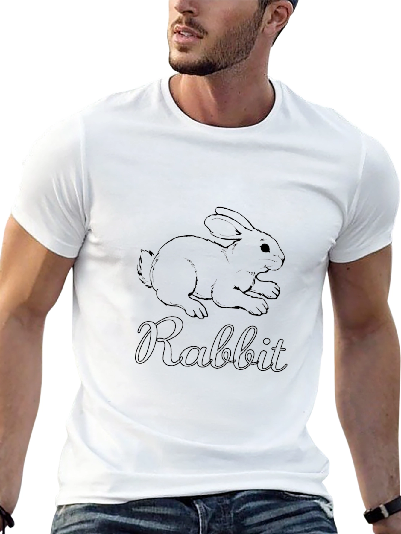 Rabbit Graphic Tee - Black Unisex T-Shirt