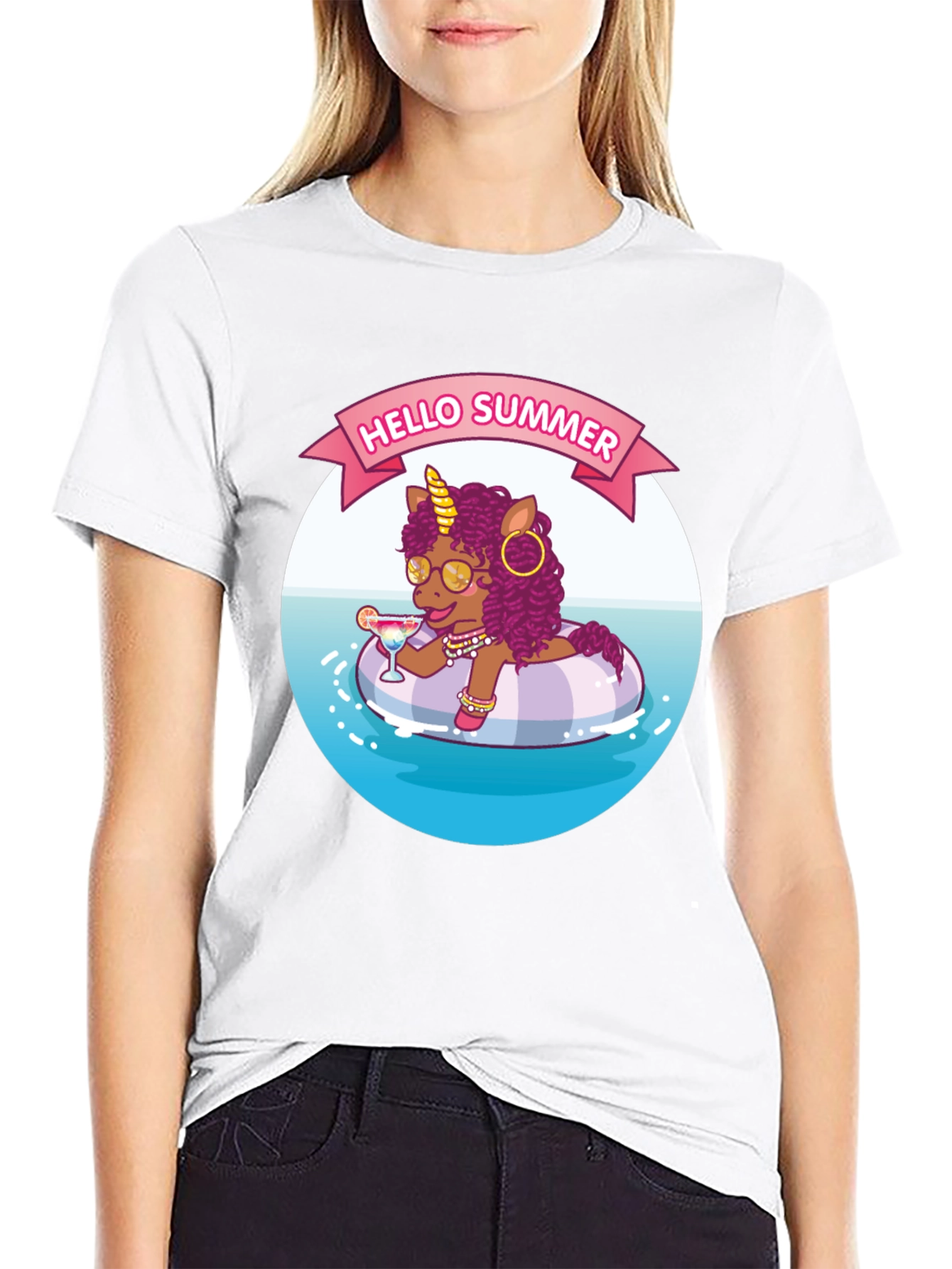 Summer Unicorn Black T-Shirt