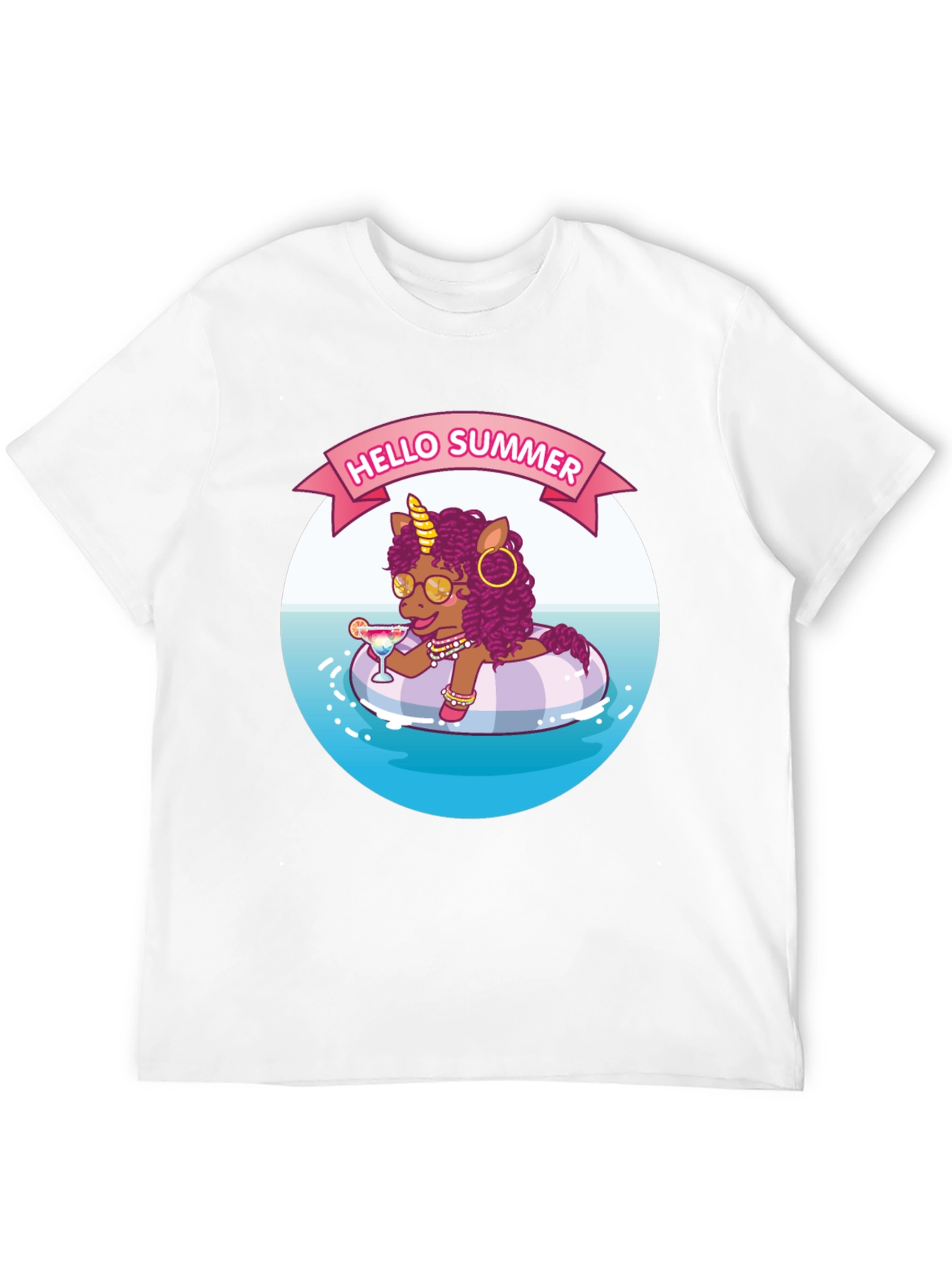 Summer Unicorn Black T-Shirt