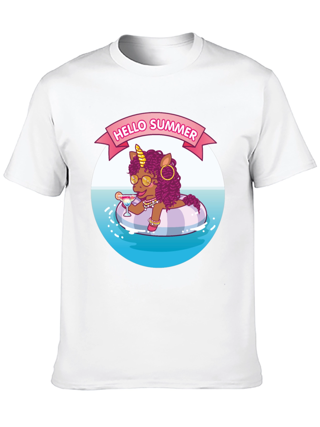Summer Unicorn Black T-Shirt