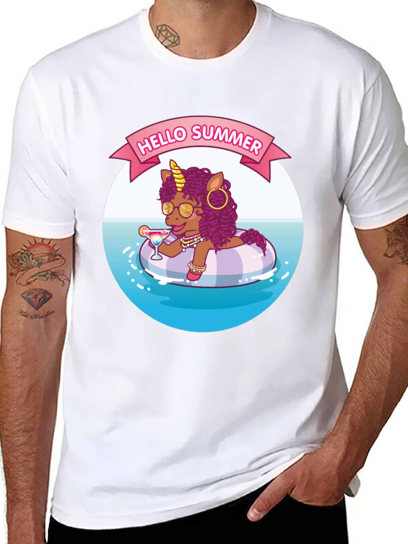 Summer Unicorn Black T-Shirt