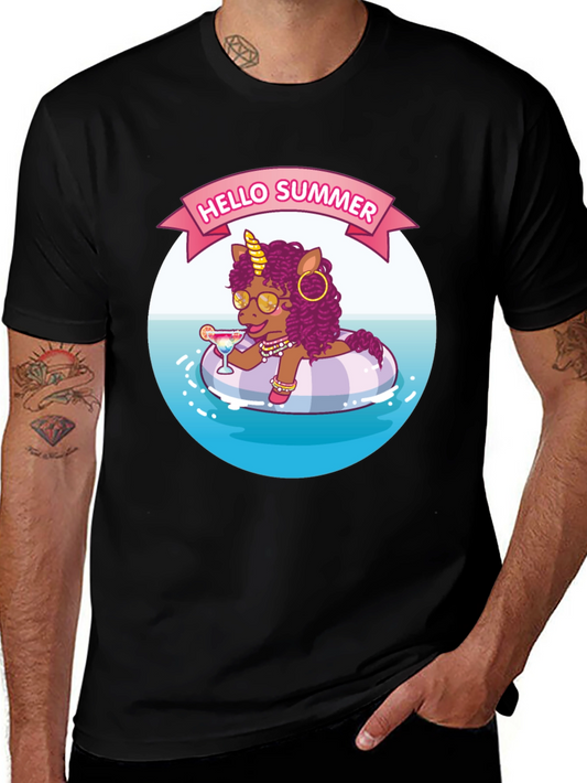 Summer Unicorn Black T-Shirt