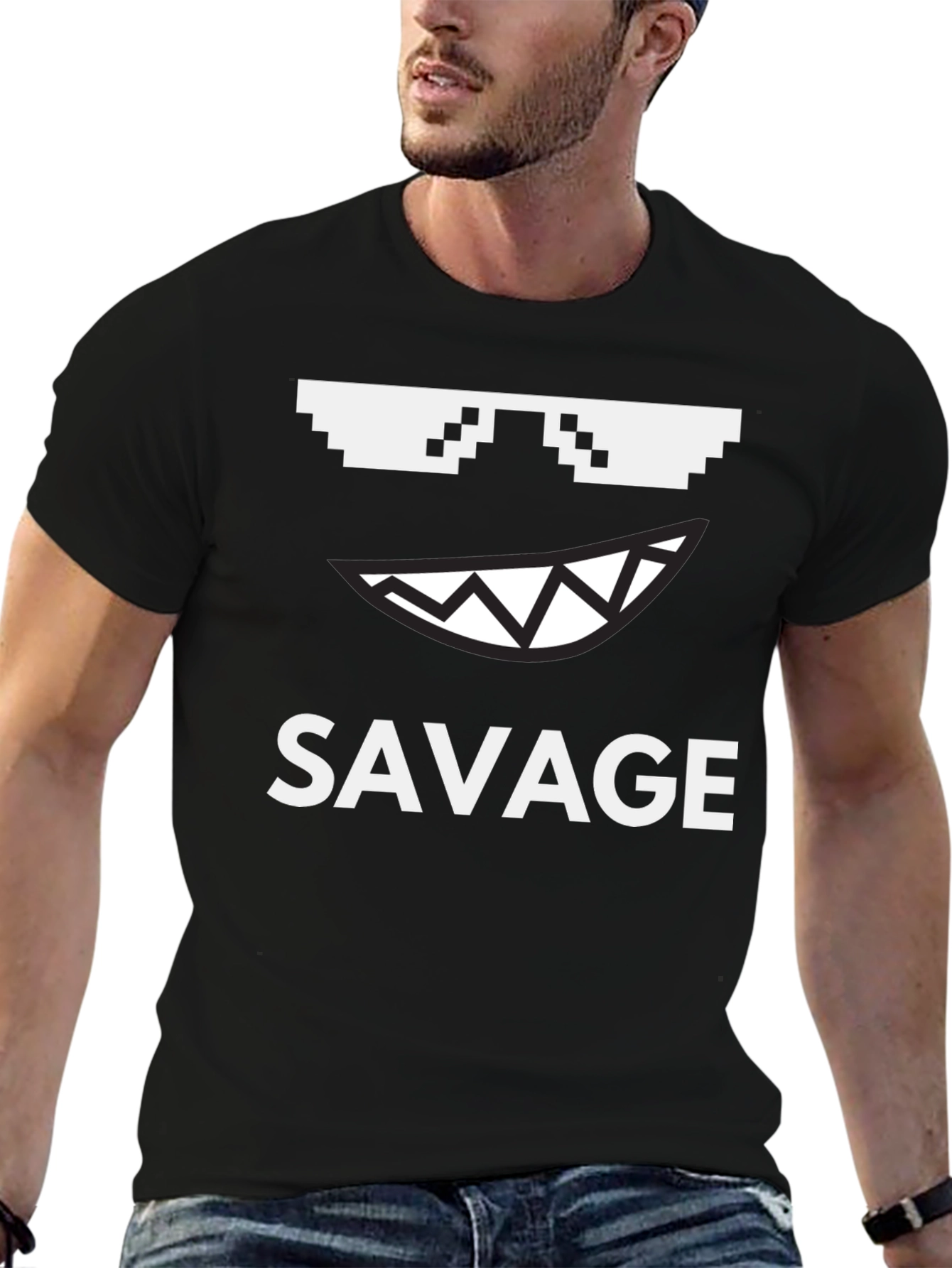 Savage Graphic Tee - Pixel Sunglasses