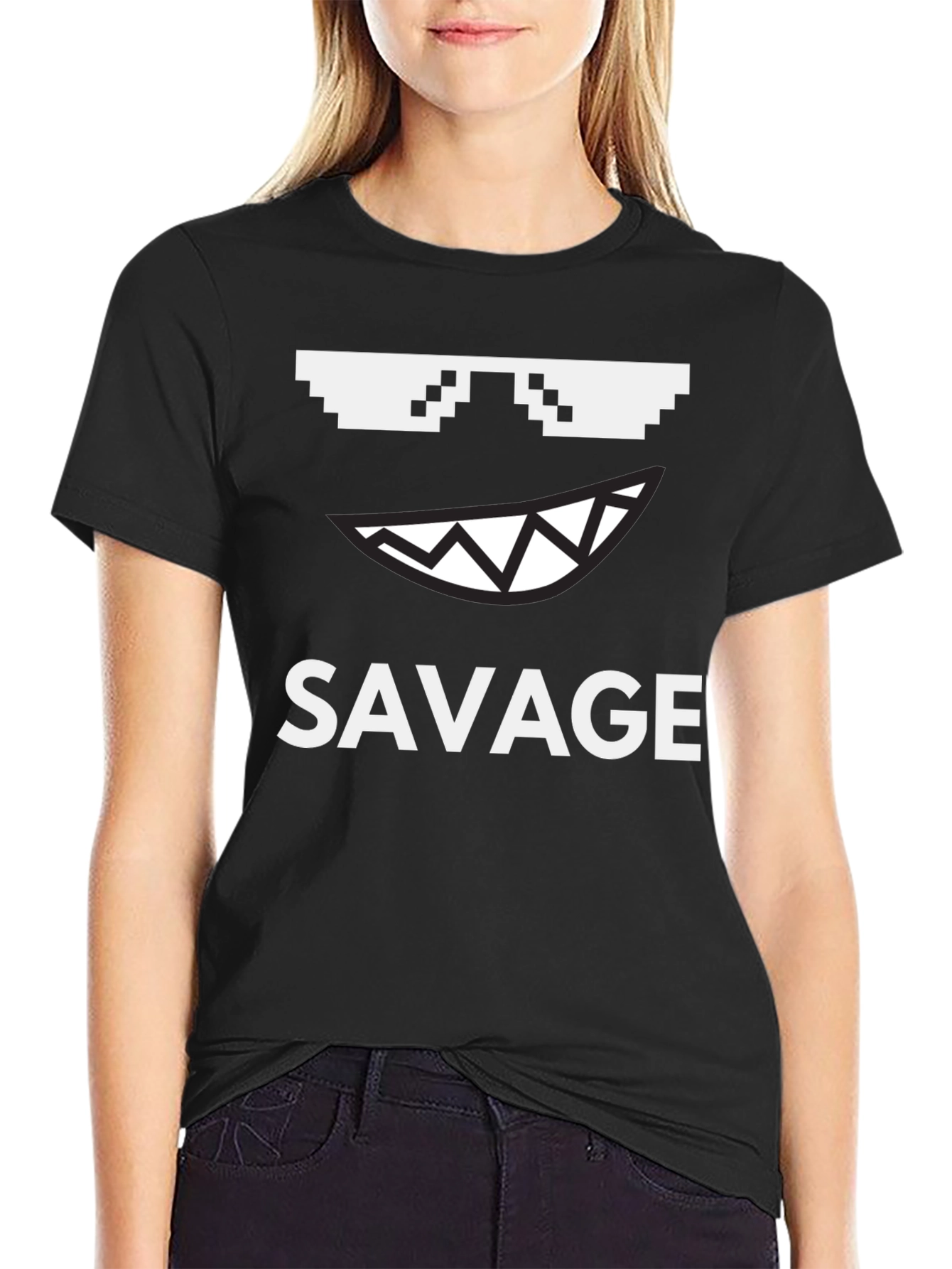 Savage Graphic Tee - Pixel Sunglasses