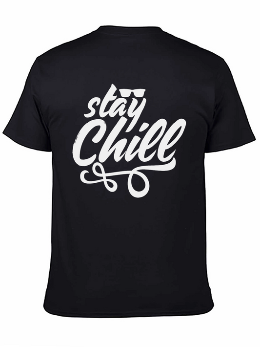 Stay Chill Graphic Tee - Black Cotton T-Shirt