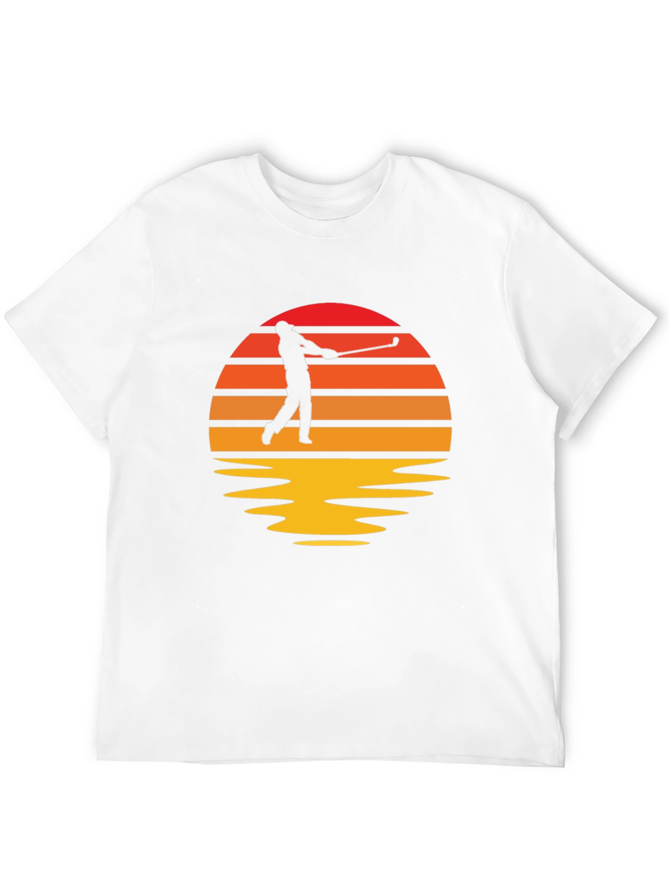 Retro Golfer Sunset Black T-Shirt