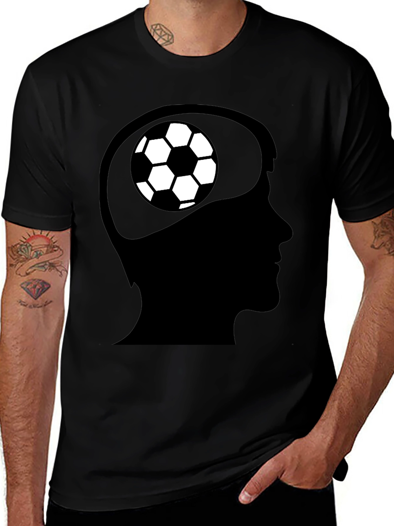 Soccer Brain T-Shirt - Black Graphic Tee