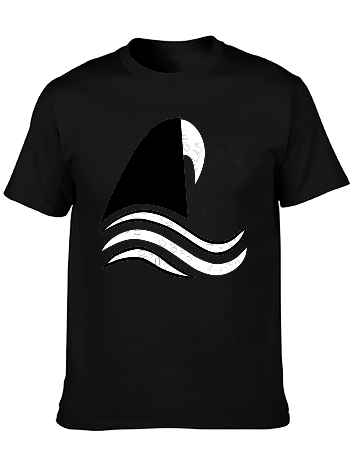 Shark Wave Graphic Tee - Black