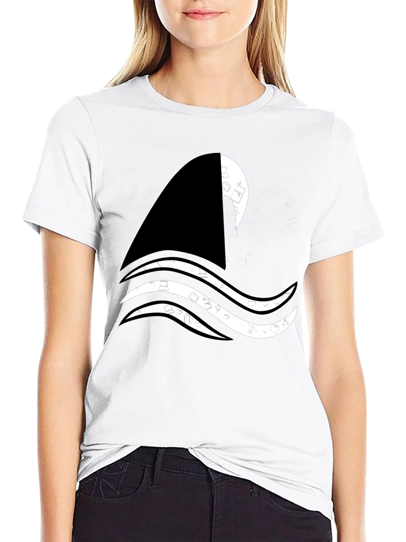 Shark Wave Graphic Tee - Black