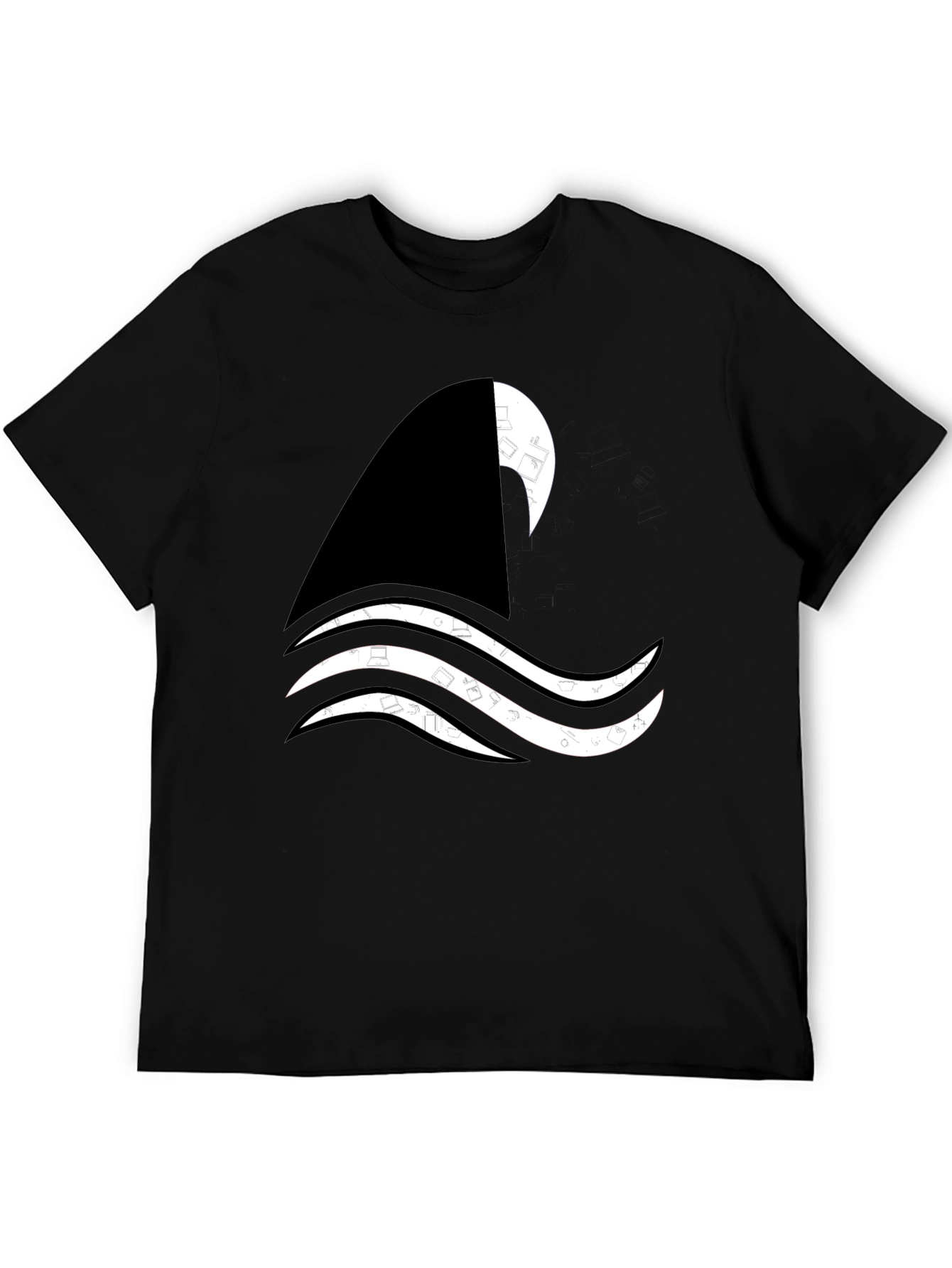Shark Wave Graphic Tee - Black