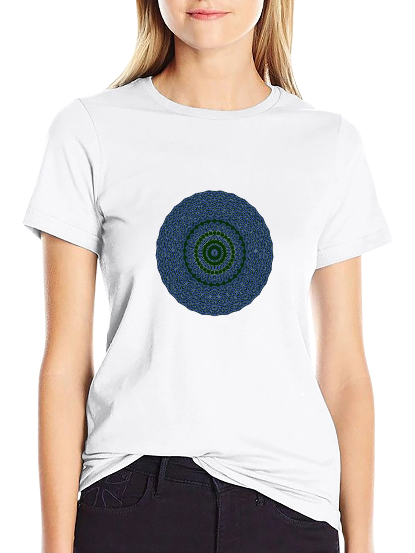 Mens Black T-Shirt with Mandala Design