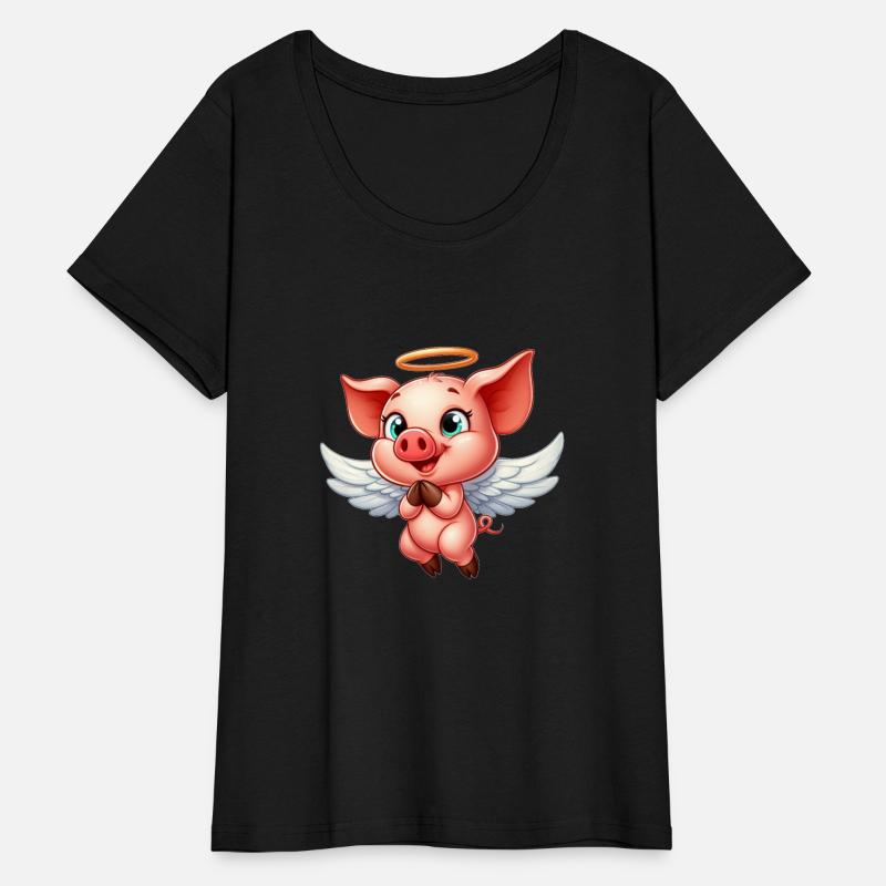 Pig angel with wings and halo on the farm