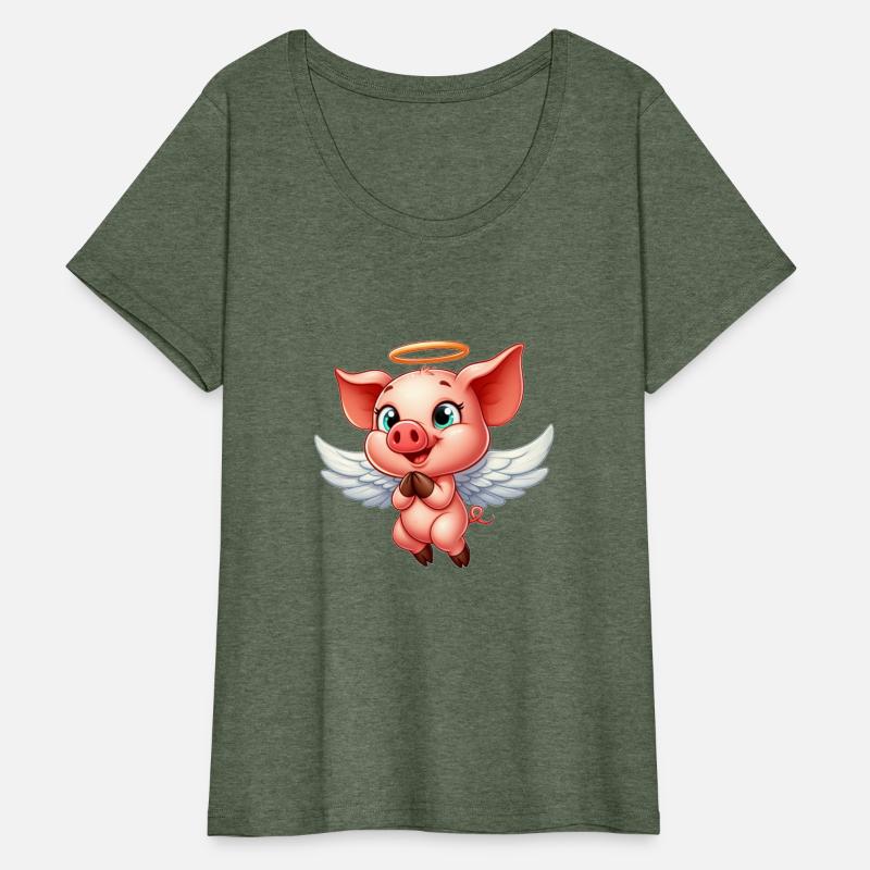 Pig angel with wings and halo on the farm