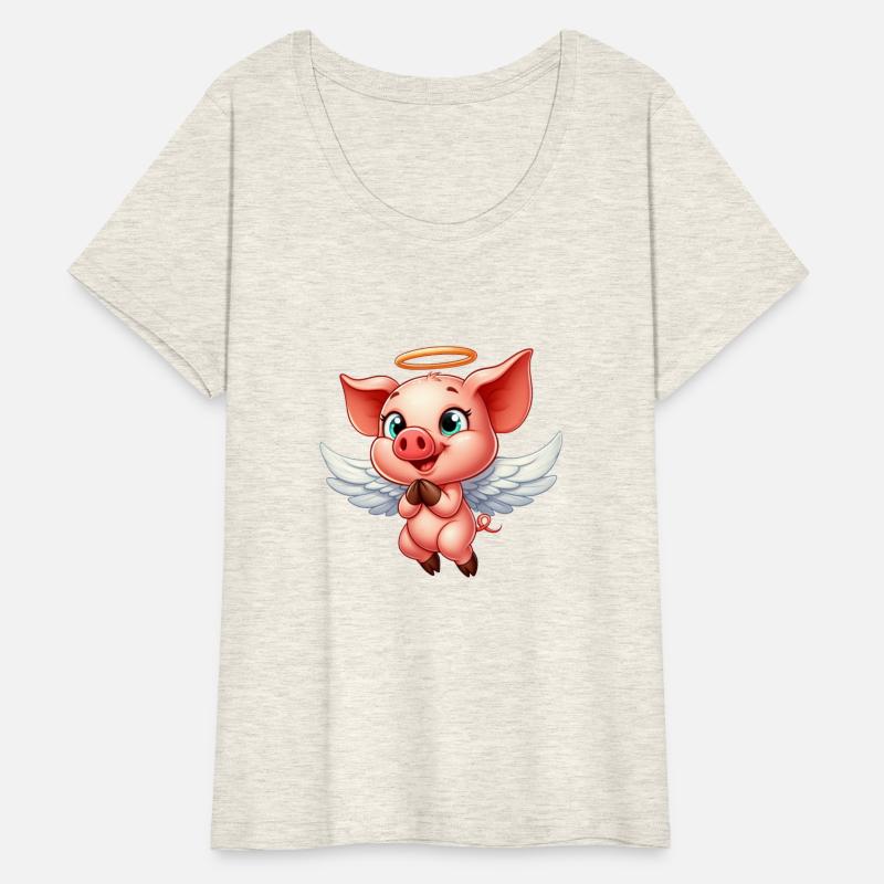 Pig angel with wings and halo on the farm