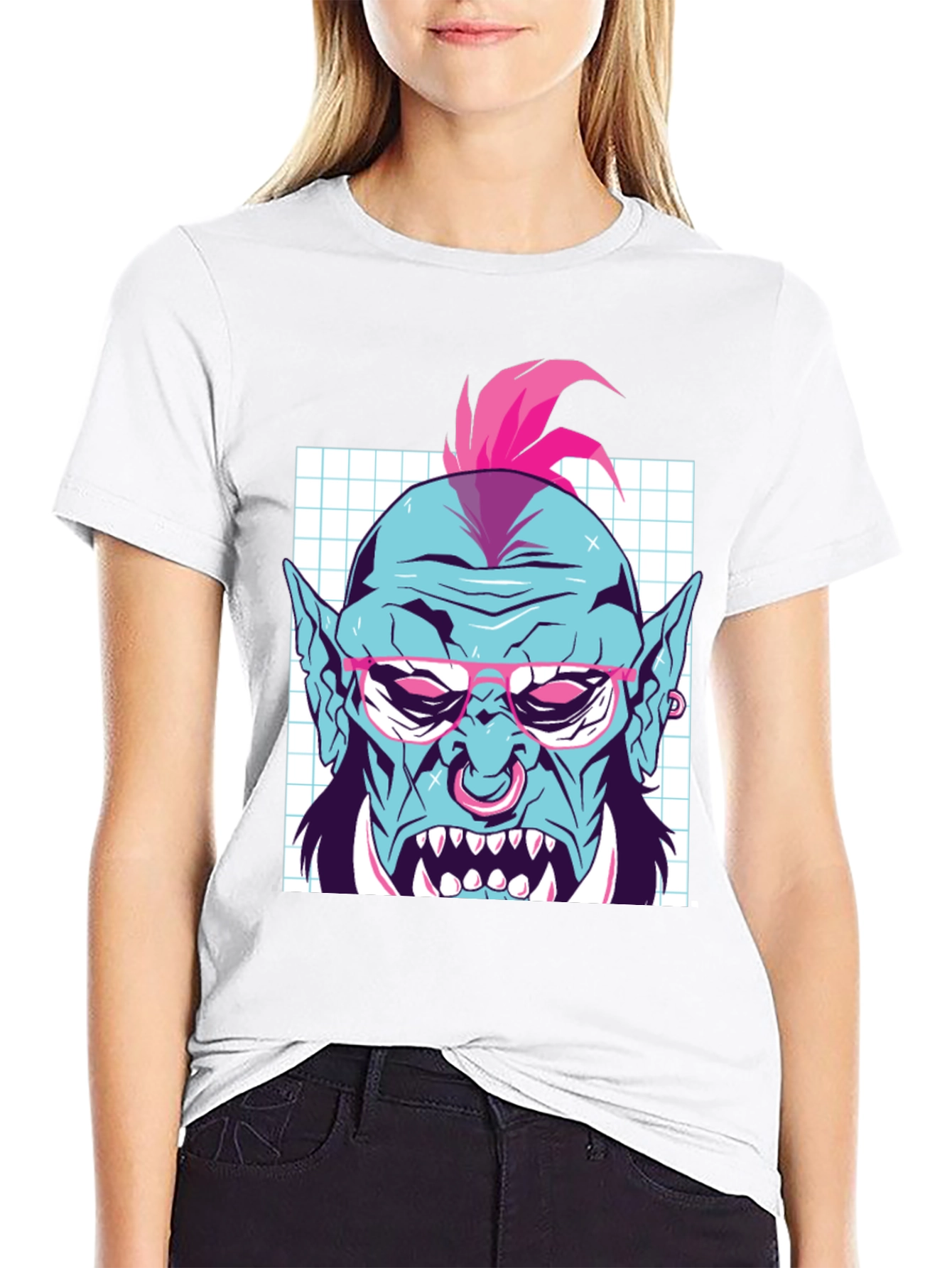 Retro Punk Troll Graphic Tee - Cool Black T-Shirt