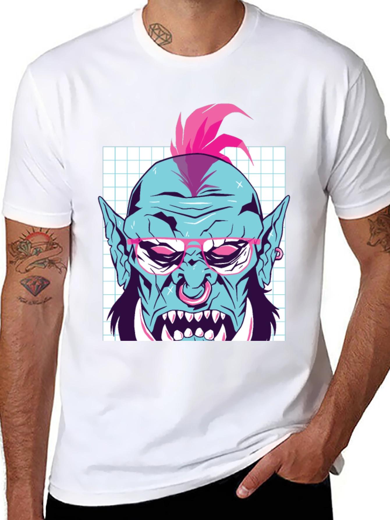 Retro Punk Troll Graphic Tee - Cool Black T-Shirt