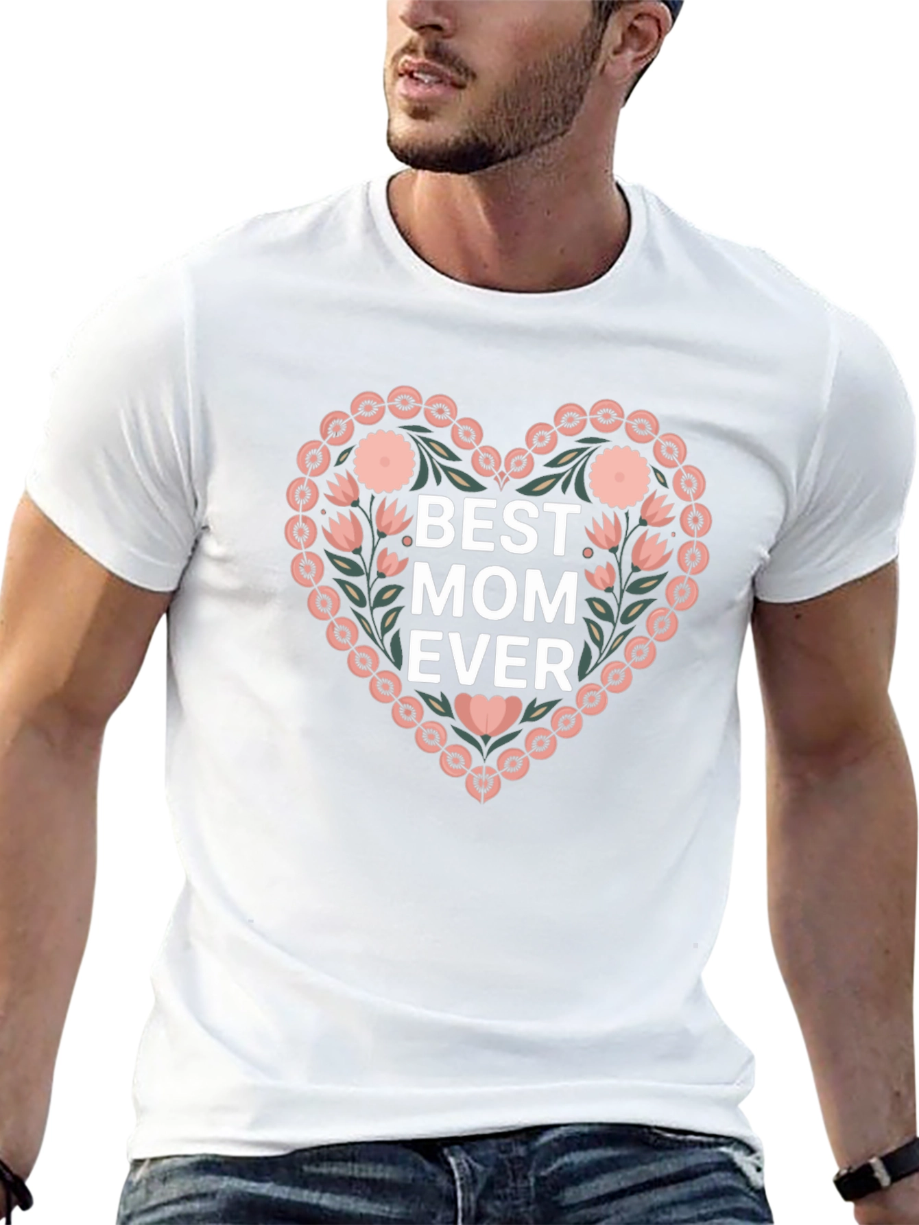 Best Mom Ever Floral Heart T-Shirt