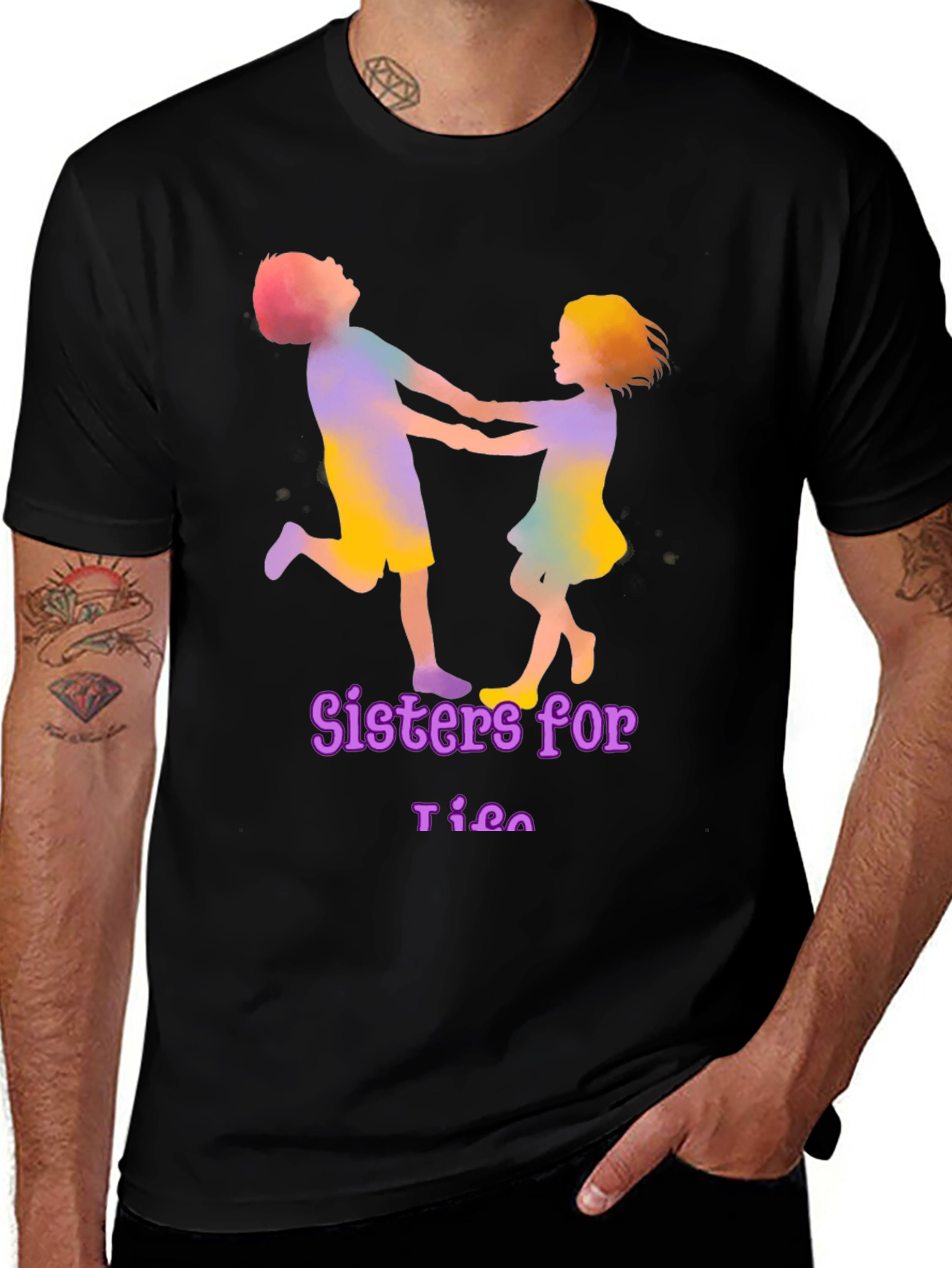 Sisters for Life Black Graphic T-Shirt