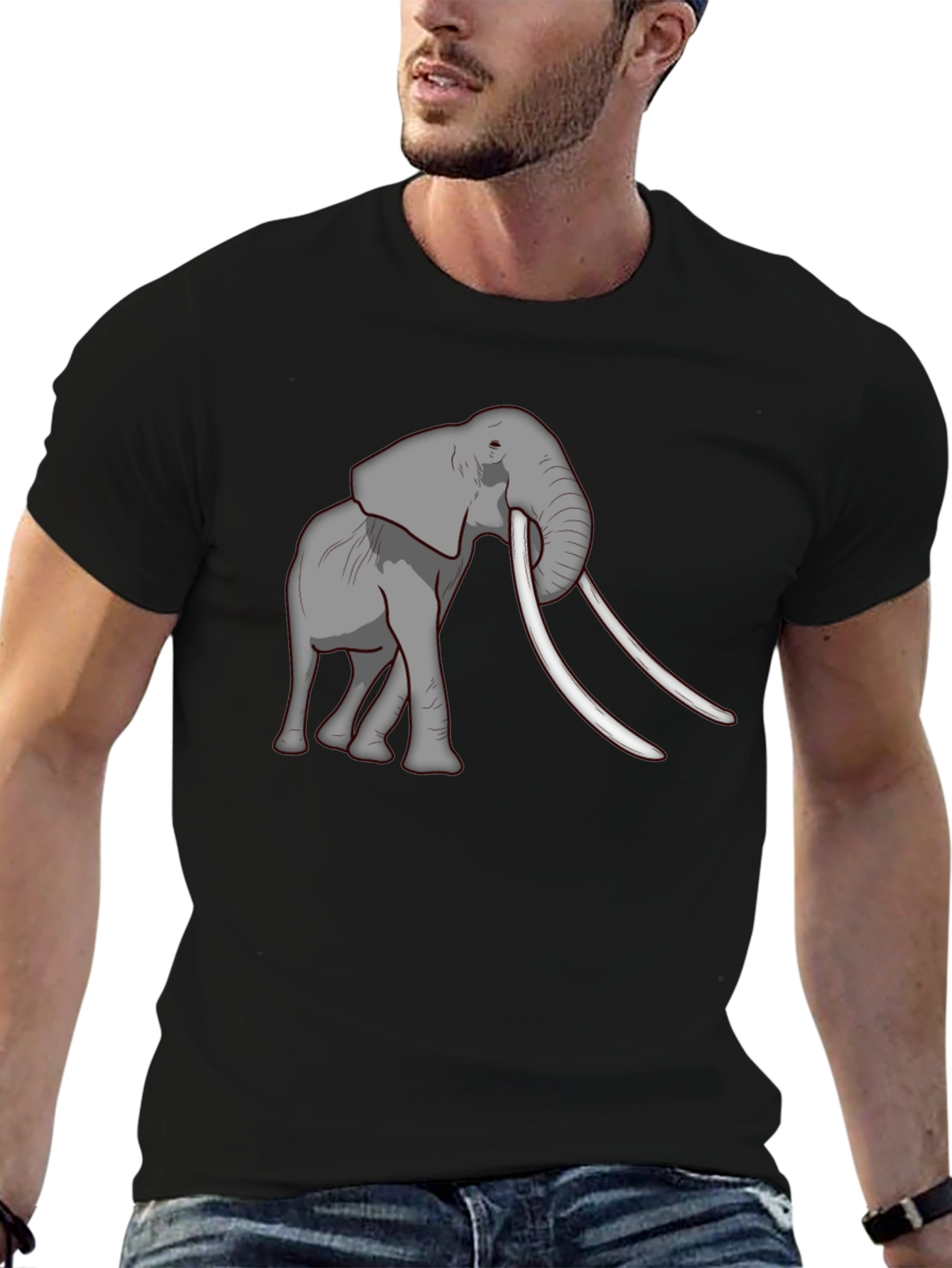 Elephant Graphic Tee - Black Cotton Blend