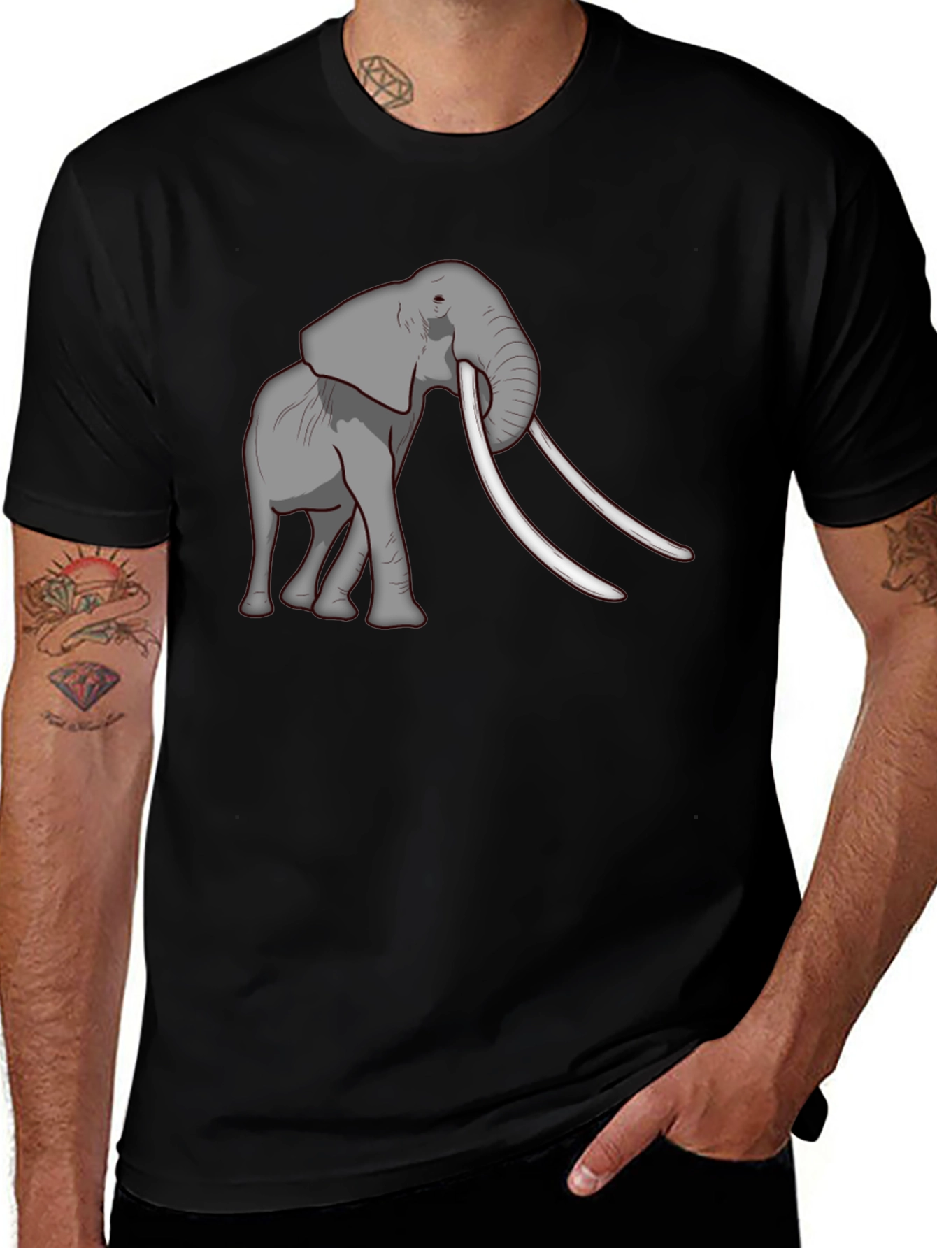 Elephant Graphic Tee - Black Cotton Blend