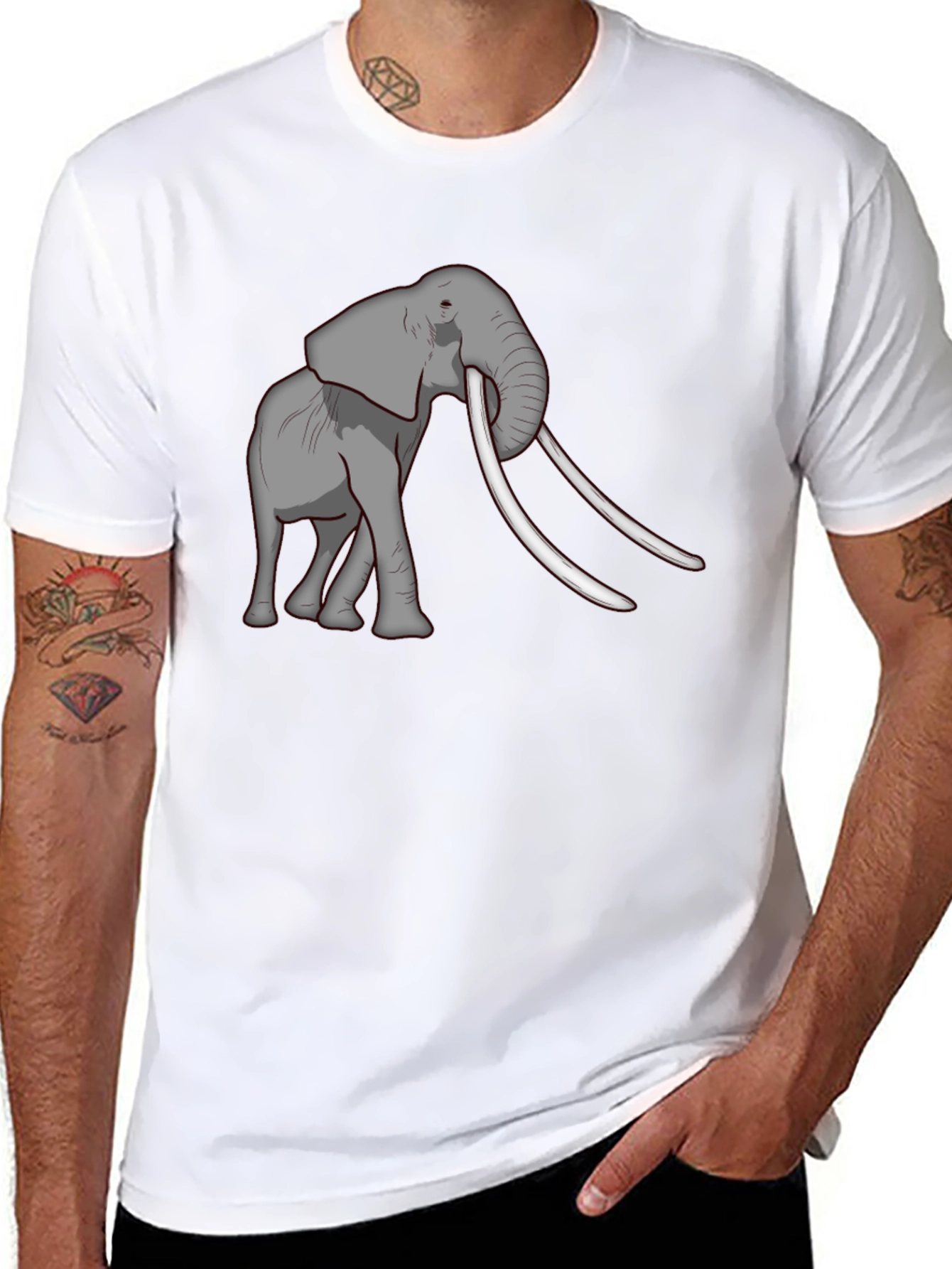 Elephant Graphic Tee - Black Cotton Blend