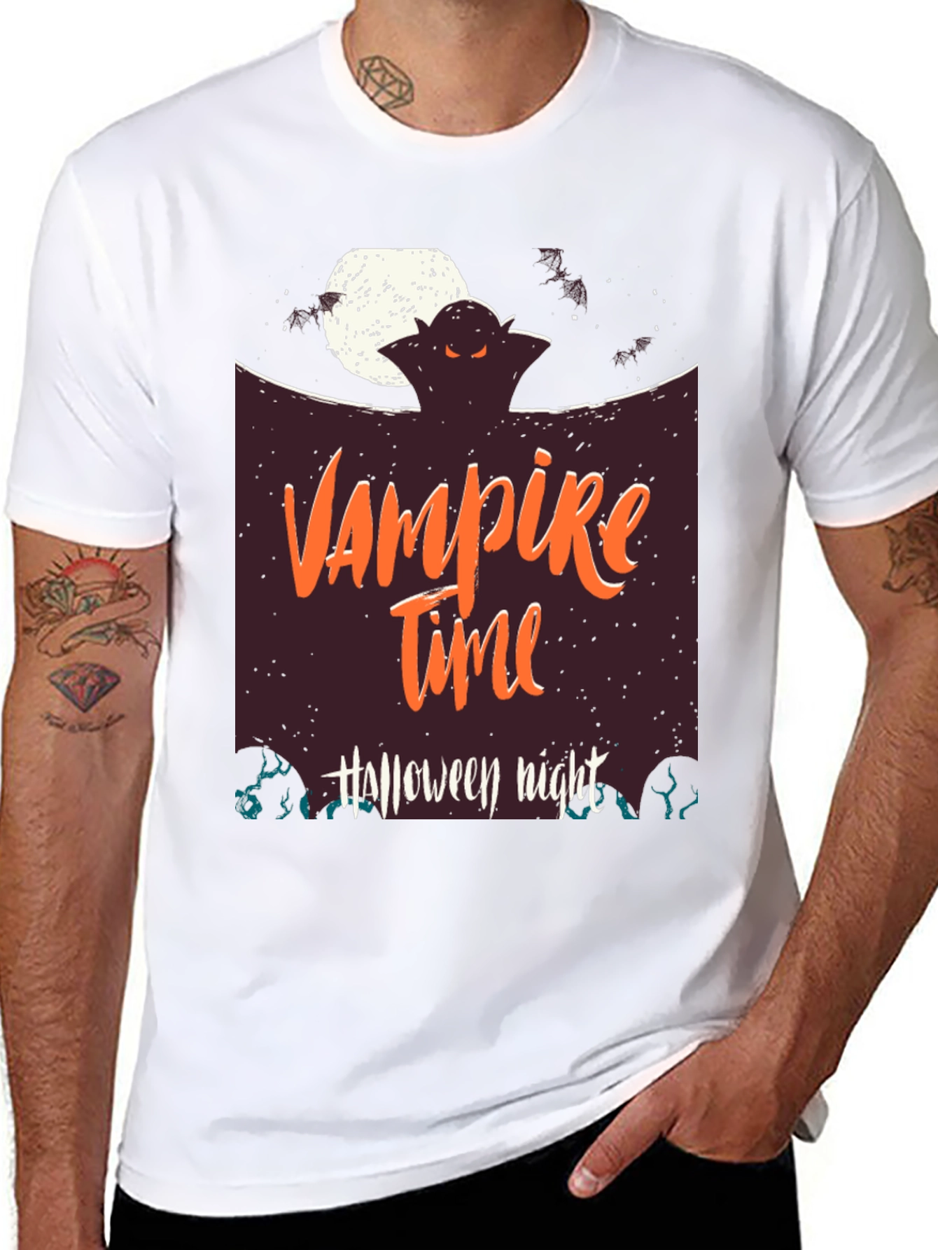 Vampire Time Halloween Night Black T-Shirt