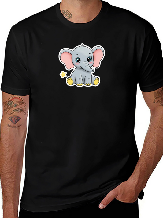Cute Elephant Graphic Black T-Shirt