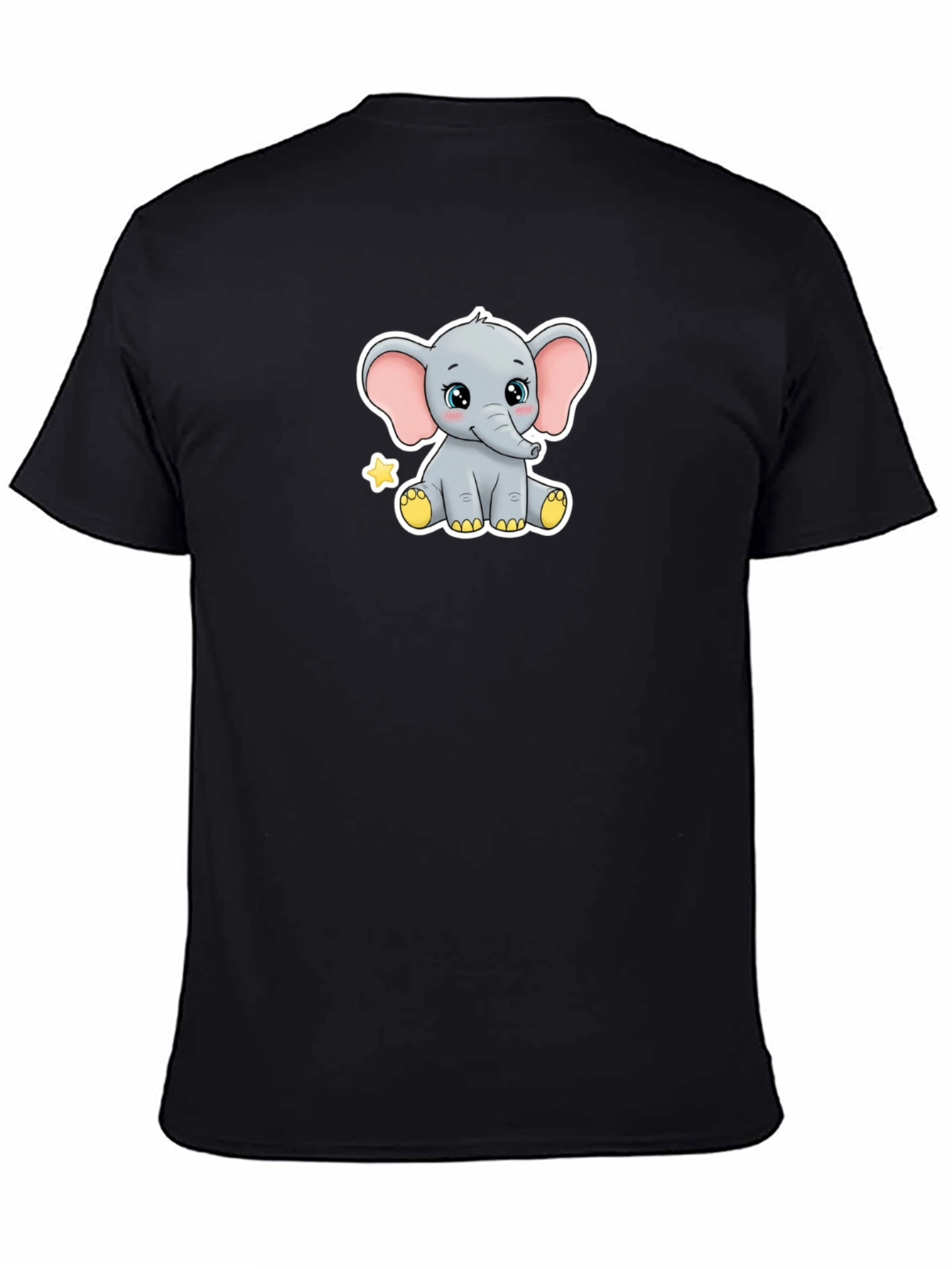 Cute Elephant Graphic Black T-Shirt