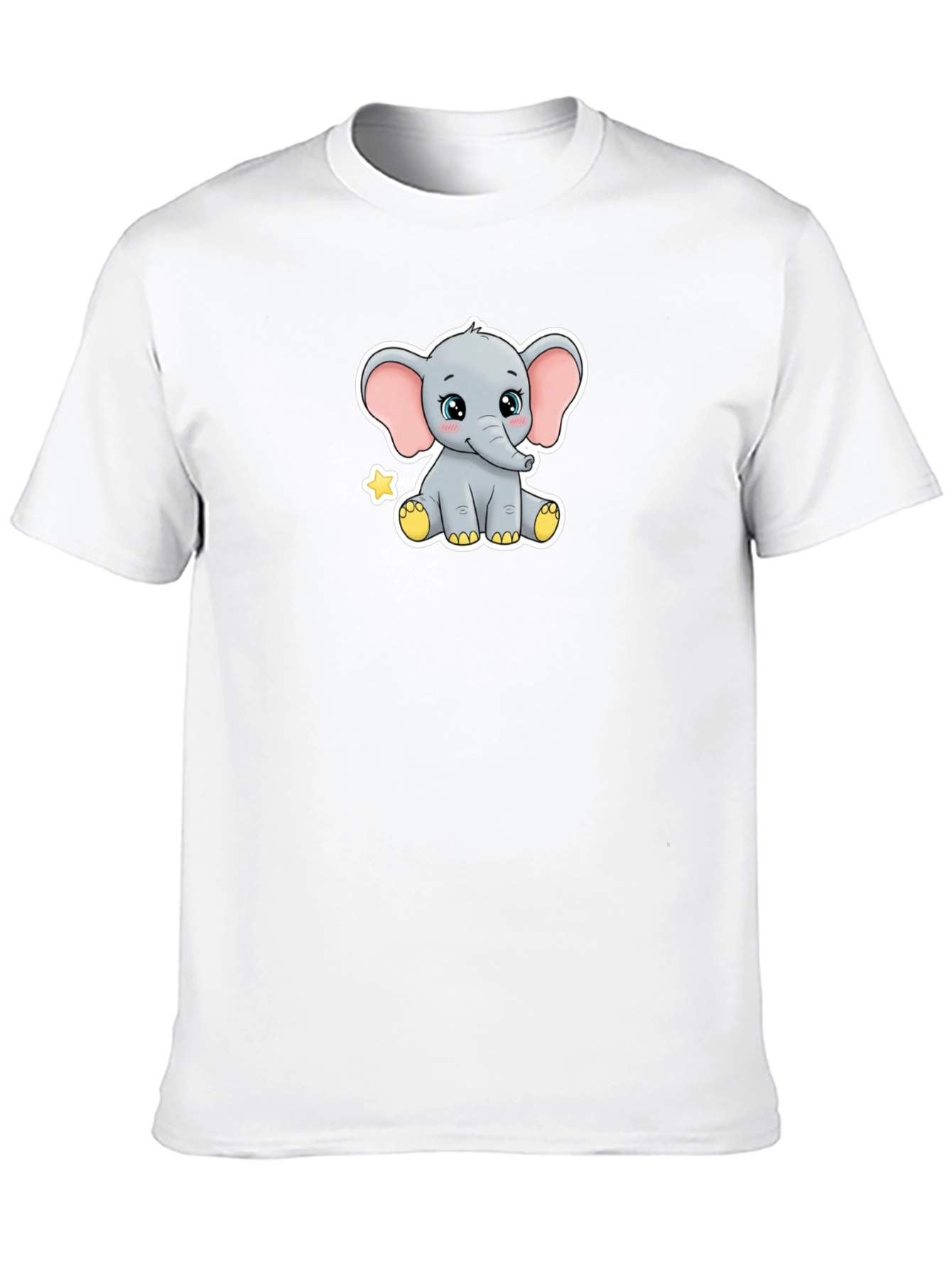 Cute Elephant Graphic Black T-Shirt