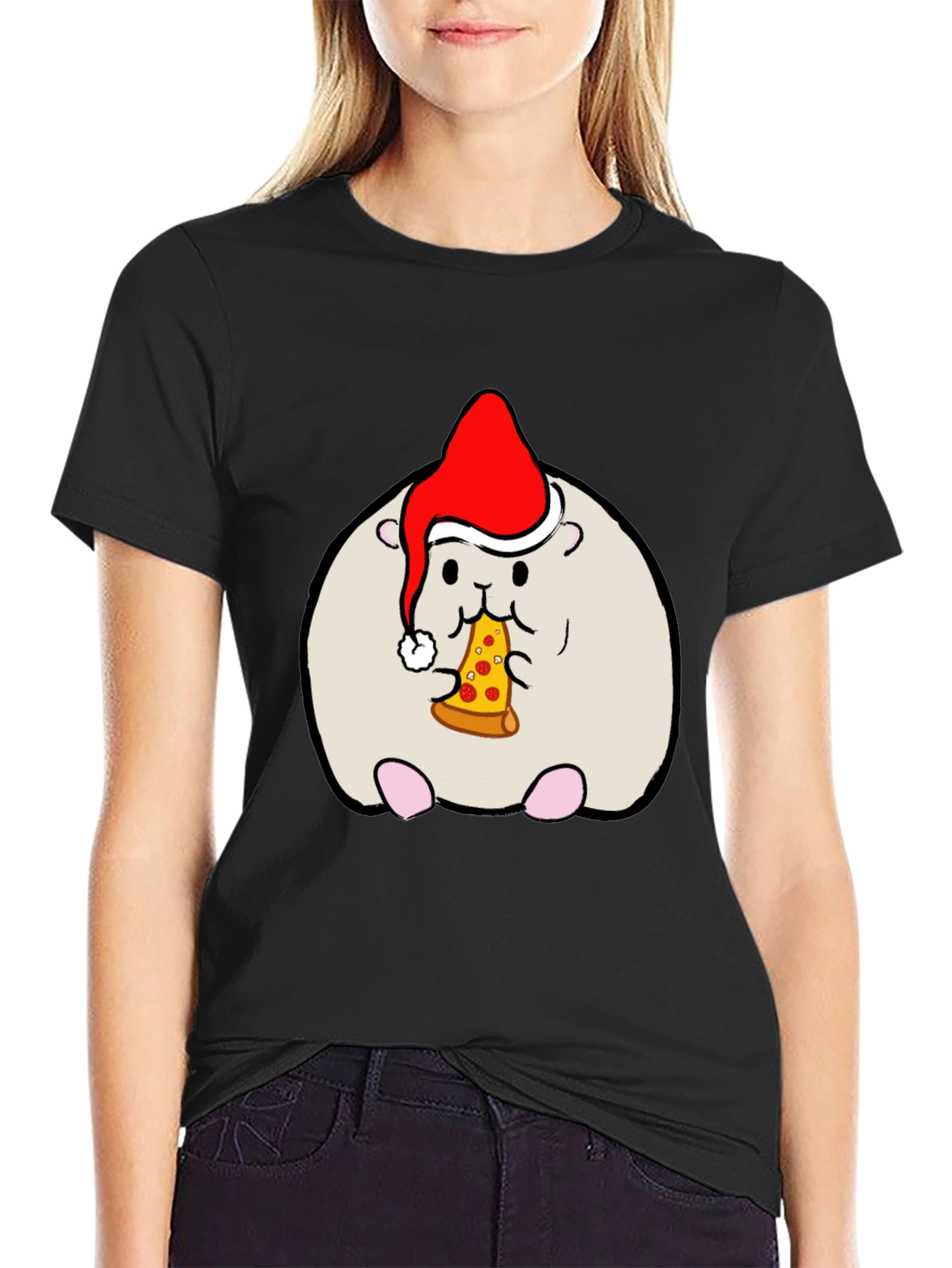 Hamster Christmas Pizza T-Shirt