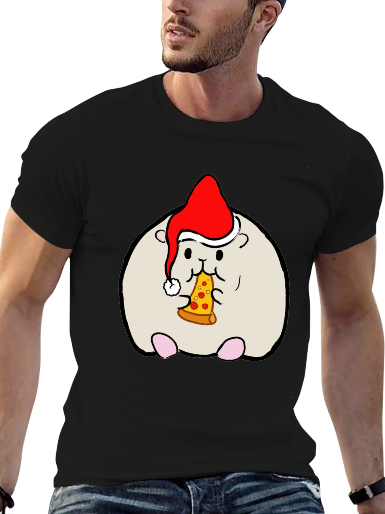 Hamster Christmas Pizza T-Shirt
