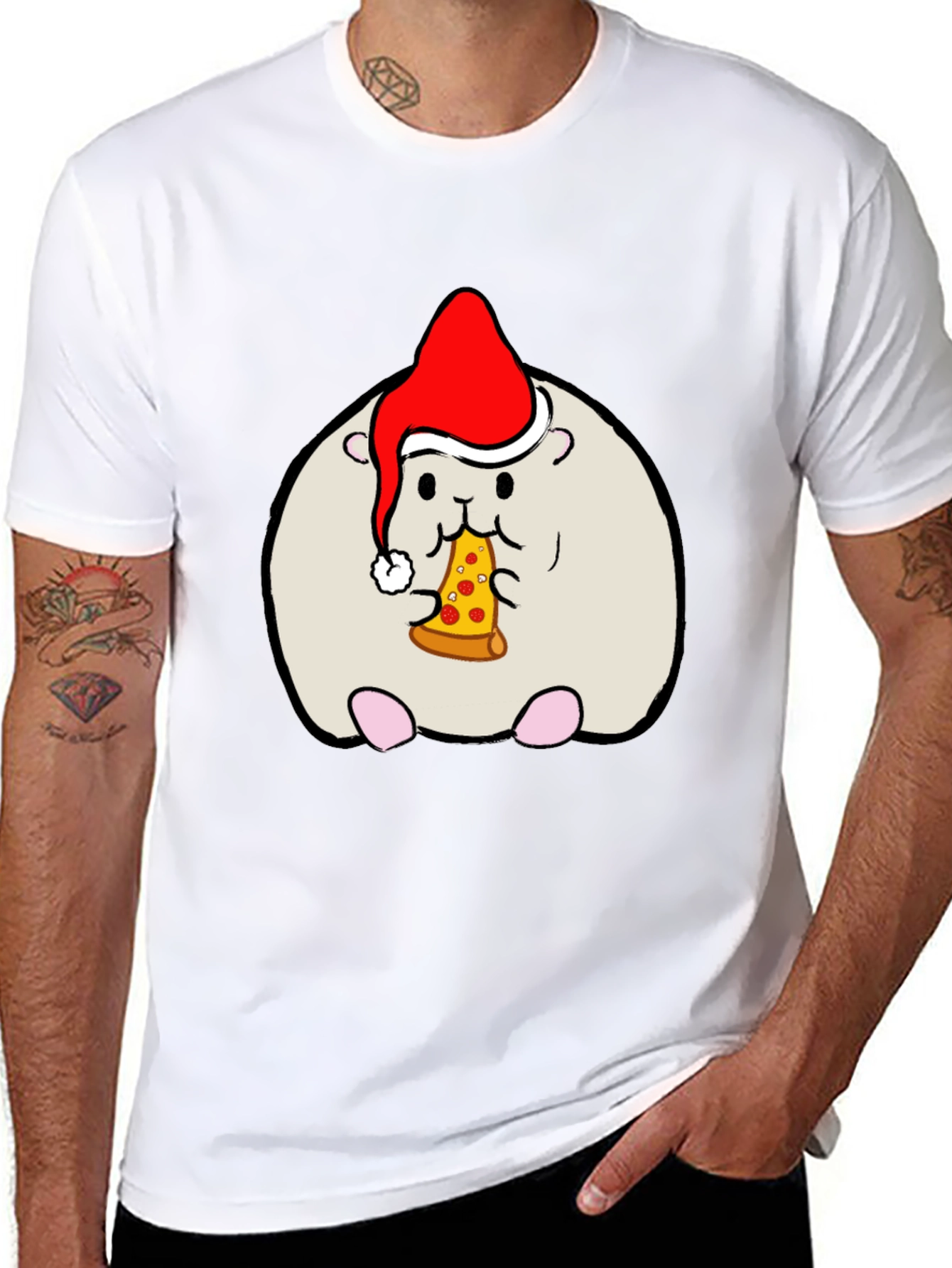 Hamster Christmas Pizza T-Shirt