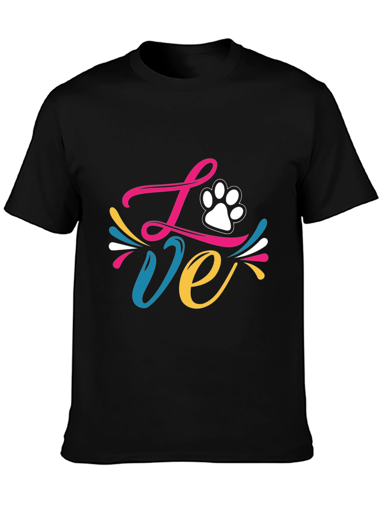 Love Paw Print Graphic Tee - Black