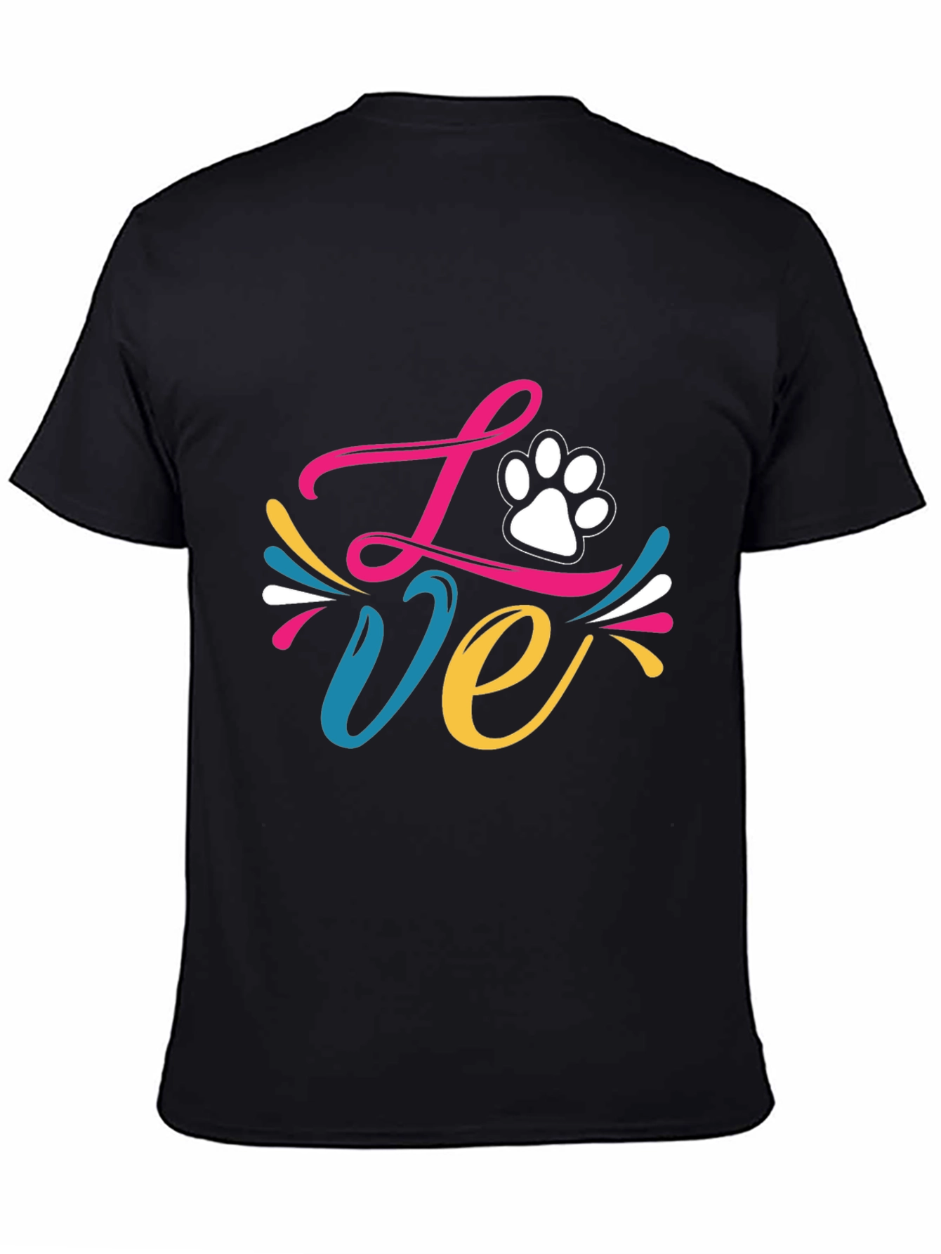 Love Paw Print Graphic Tee - Black